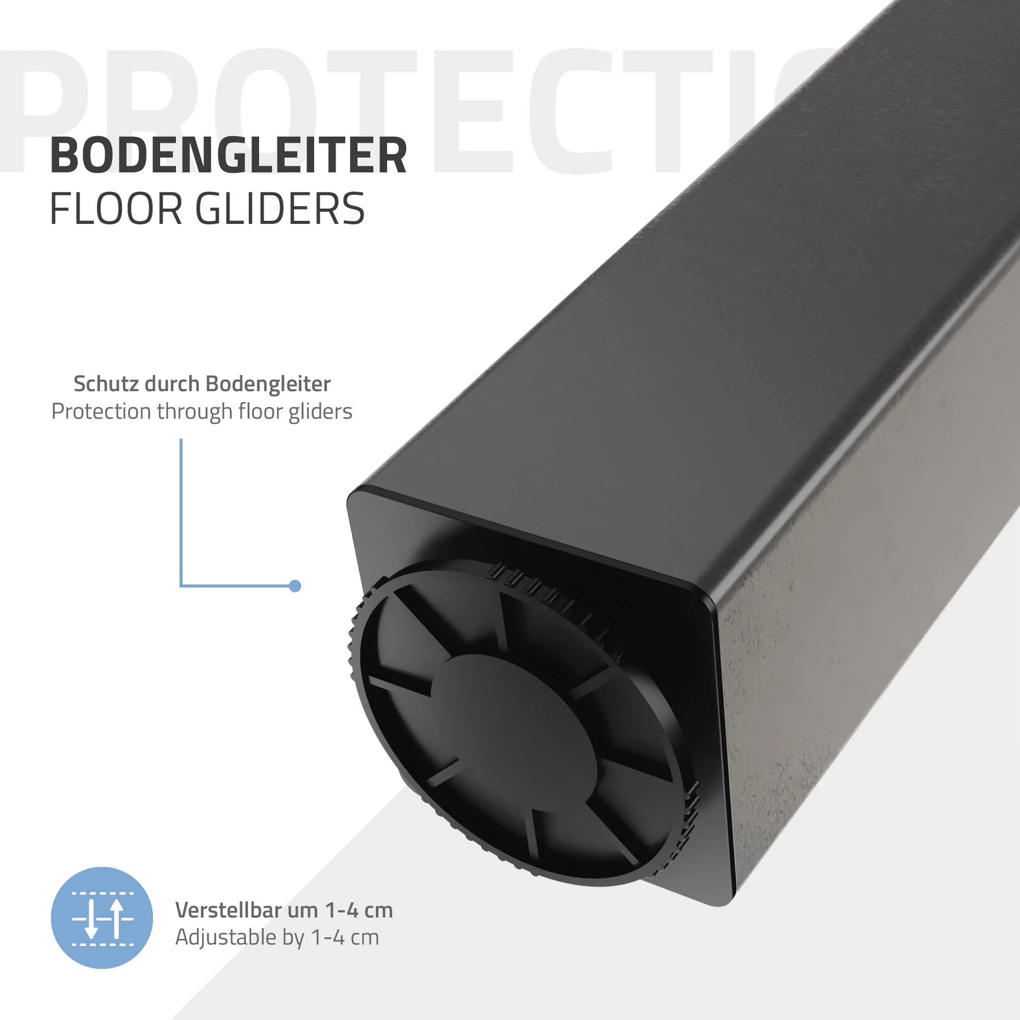 Tischbeine 4er Set I-Design, Vierkantprofil 8x8 cm, Stahl, Industrial, eckig, Metall, verstellbar - Image 24