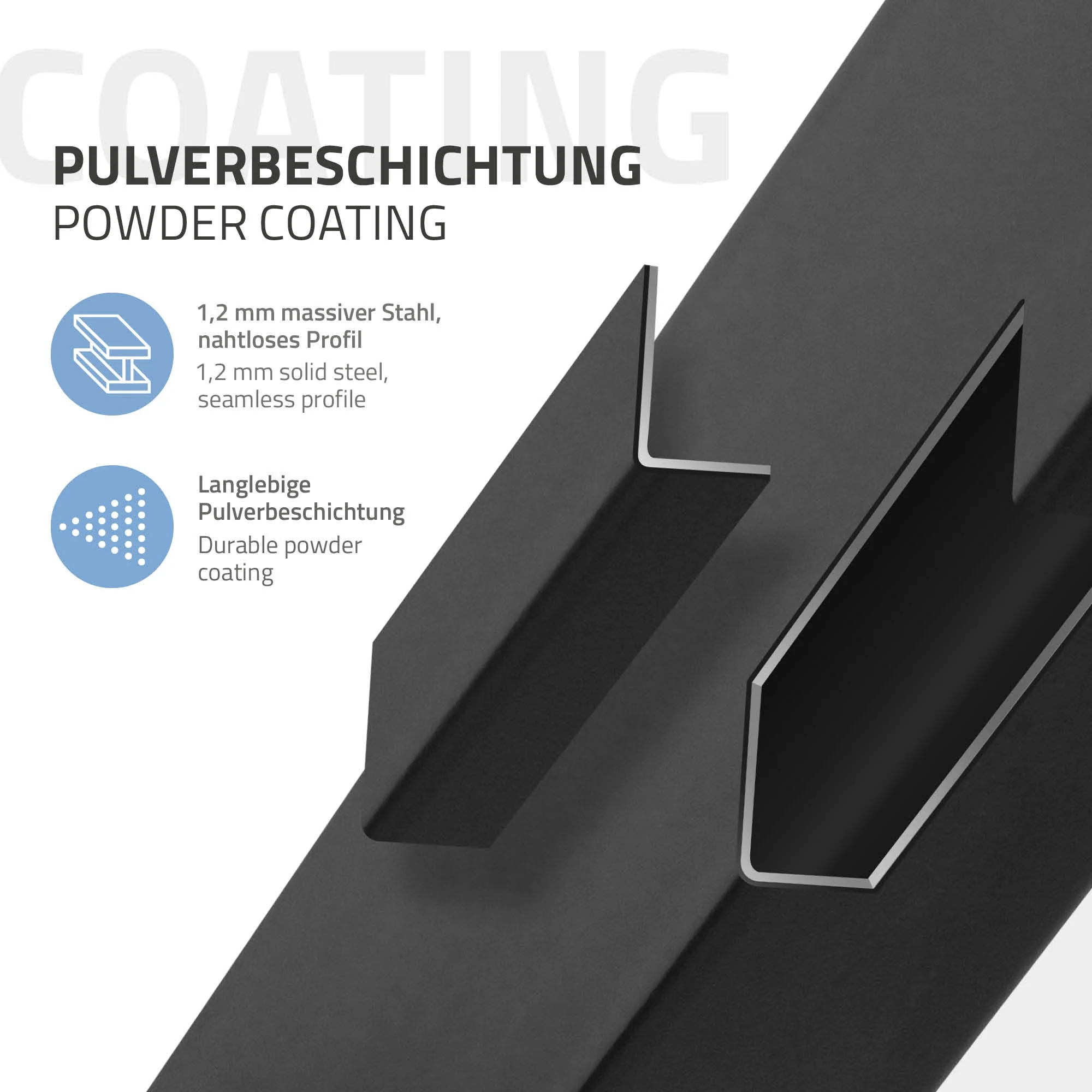 Tischbeine 4er Set I-Design, Vierkantprofil 8x8 cm, Stahl, Industrial, eckig, Metall, verstellbar - Image 67