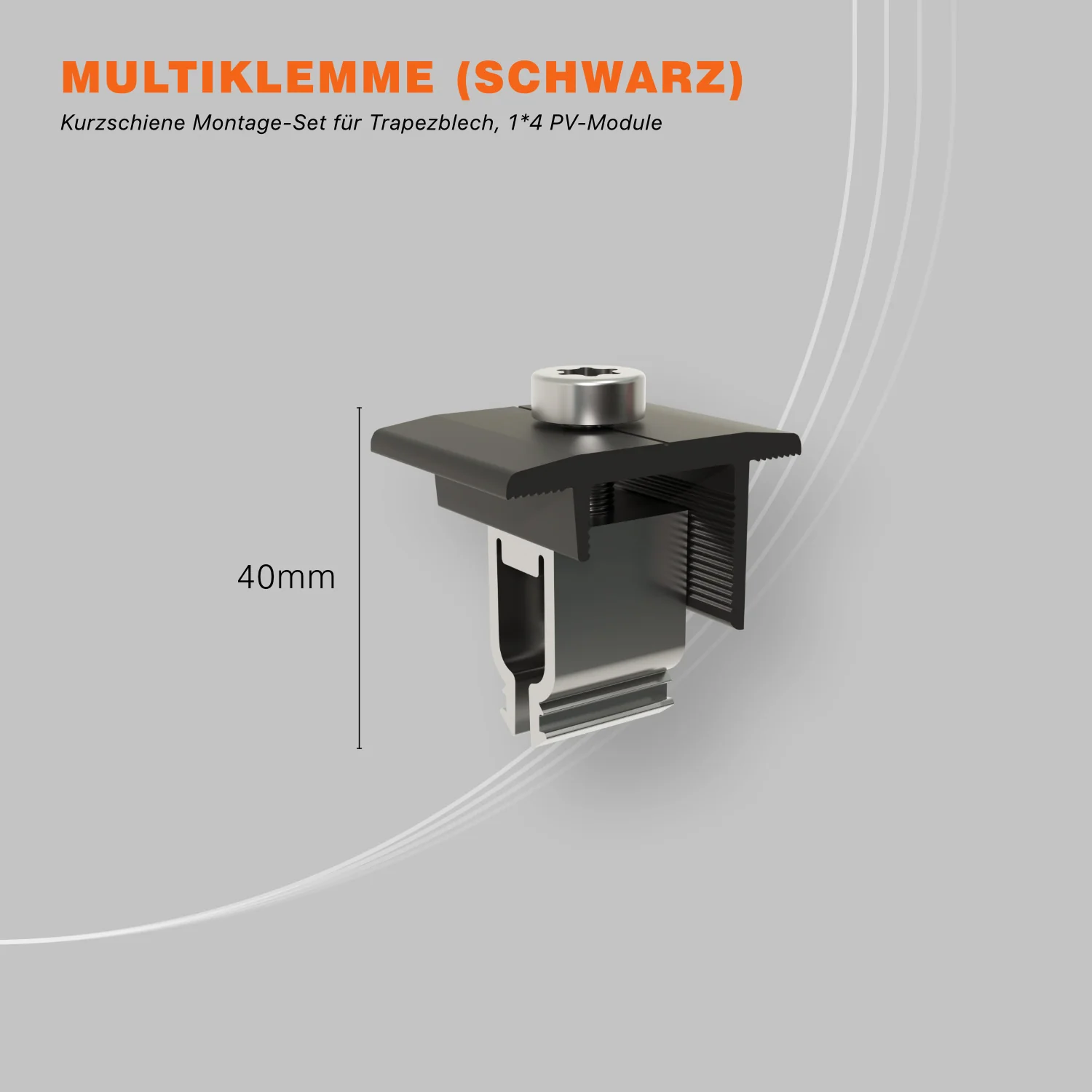 Trapezblech-Montageset für 4 Module mit Kurzschienen - Image 5