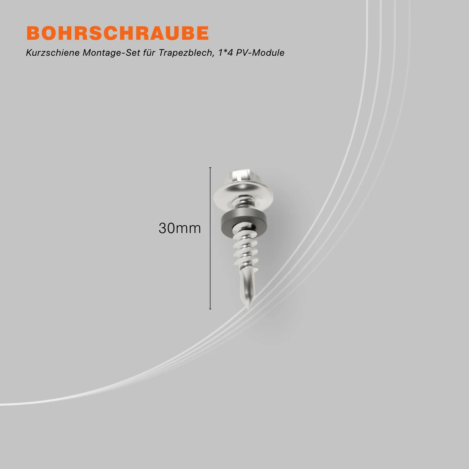 Trapezblech-Montageset für 4 Module mit Kurzschienen - Image 6