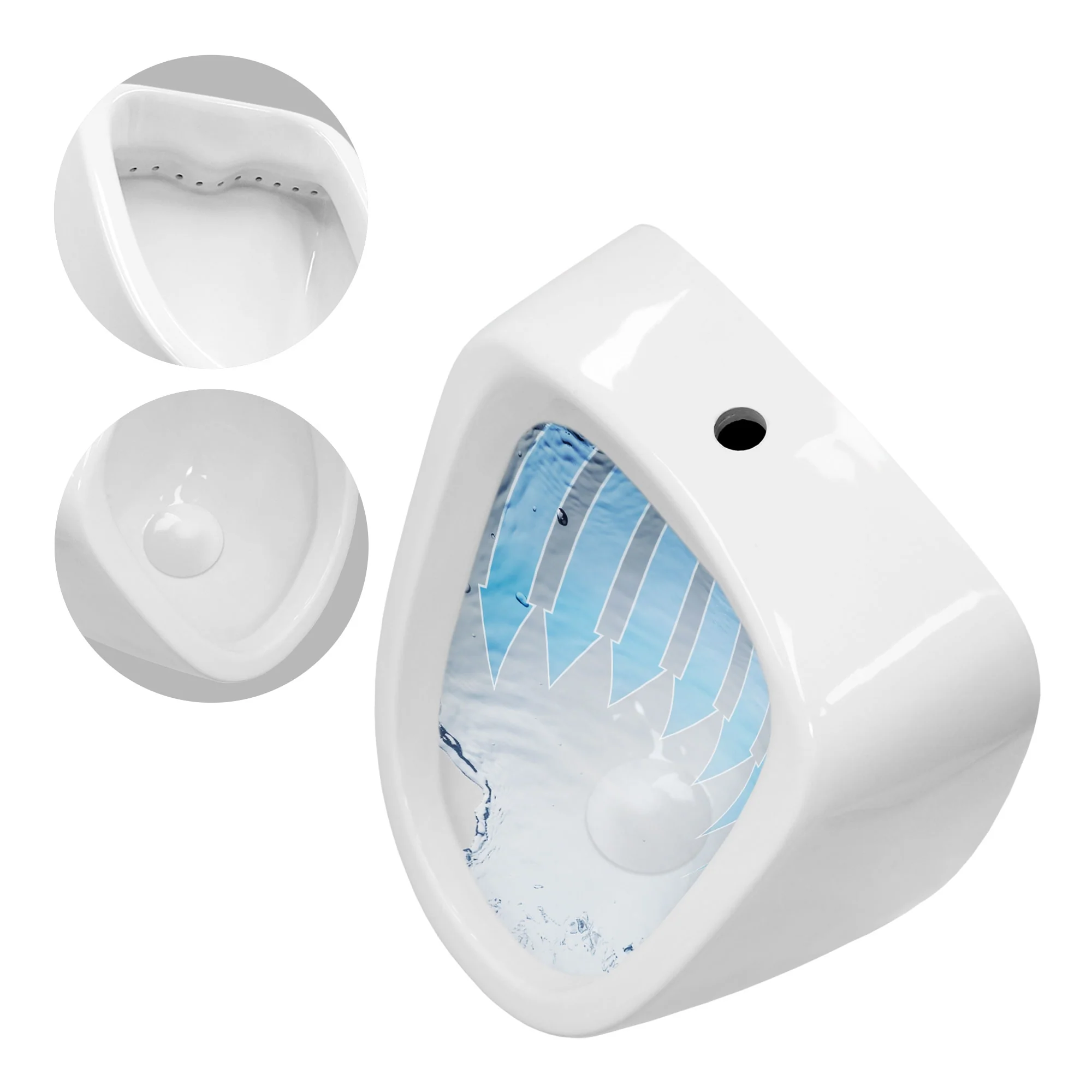 Urinal mit Zulauf von oben Ablauf nach hinten Weiß aus Keramik - Image 3