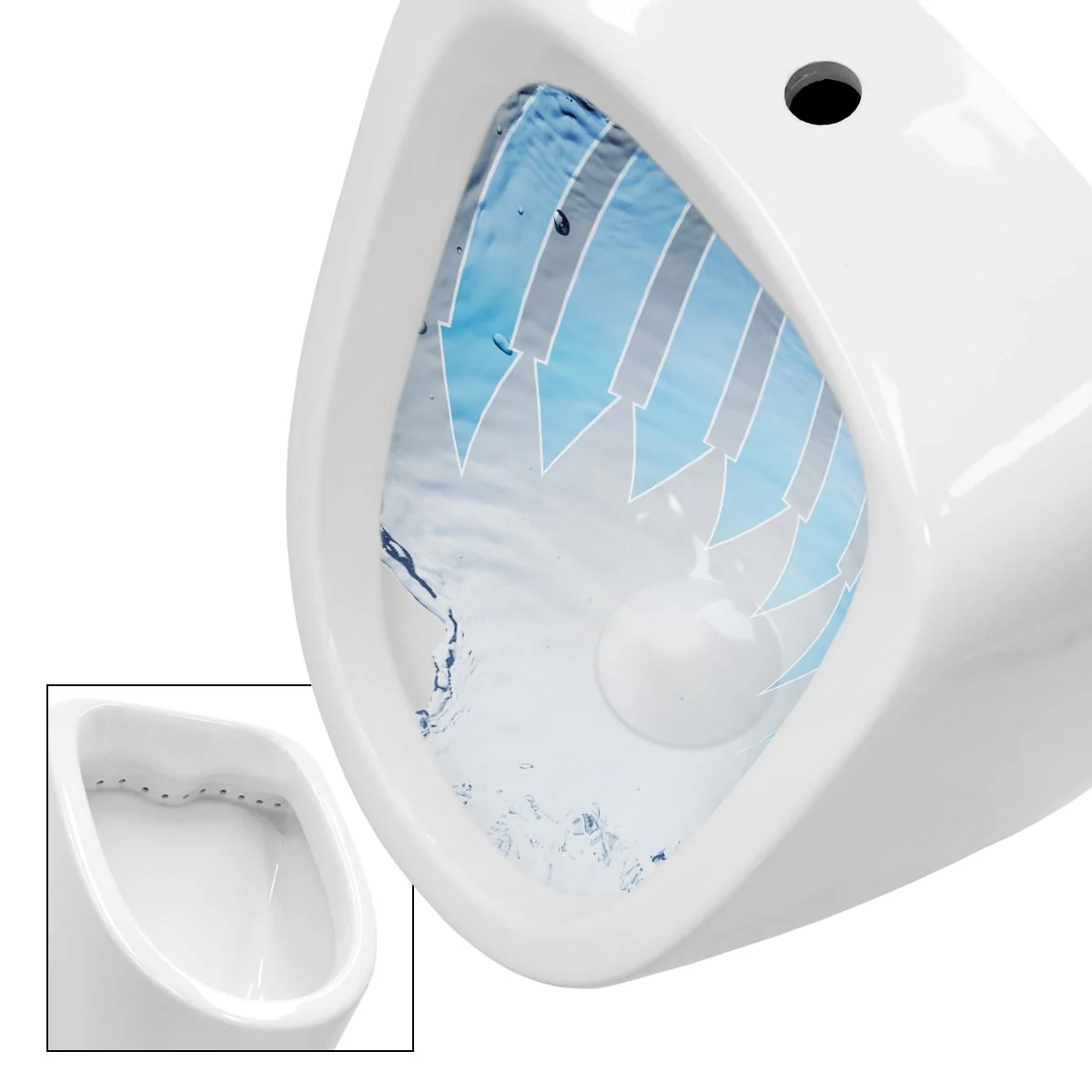 Urinal Pissoir mit Zulauf oben inkl. Druckspüler aus Keramik - Image 5