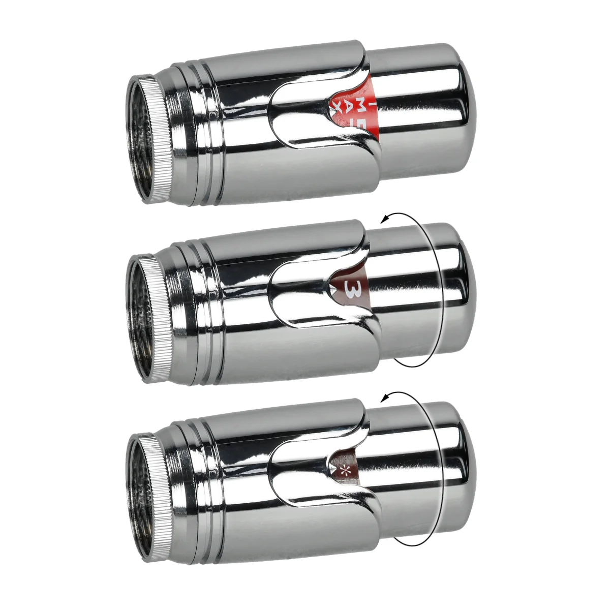 Ventil-Armaturen Set Multiblock Chrom Eckform inkl. Thermostatkopf für Badheizkörper - Image 3