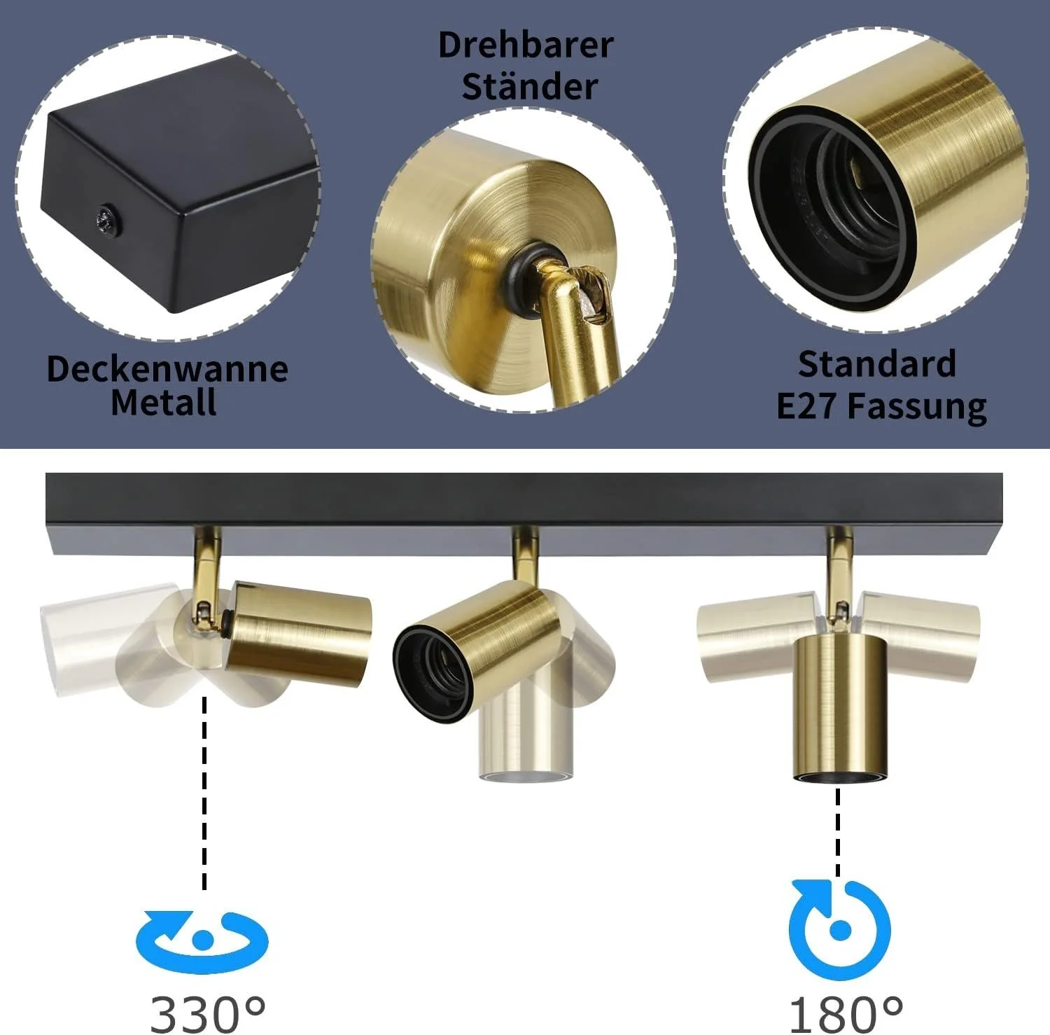 Vintage E27 Schwarz-Gold Pendel-Deckenleuchte für künstlerische Beleuchtung - Image 6