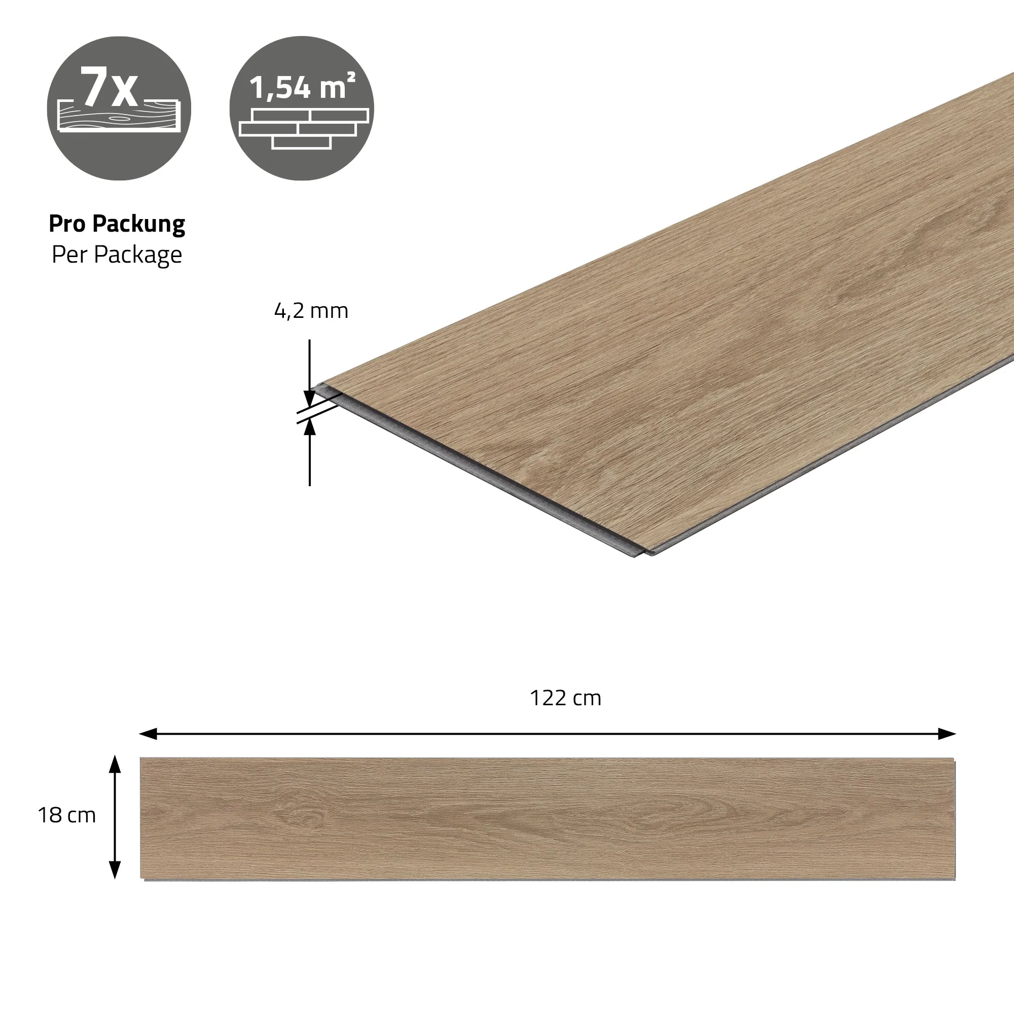 Vinylboden Click 122cm x 18cm x 4,2mm, Braun, Holzoptik, rutschfest, wasserfest, Belastungsklasse 34 - Image 125