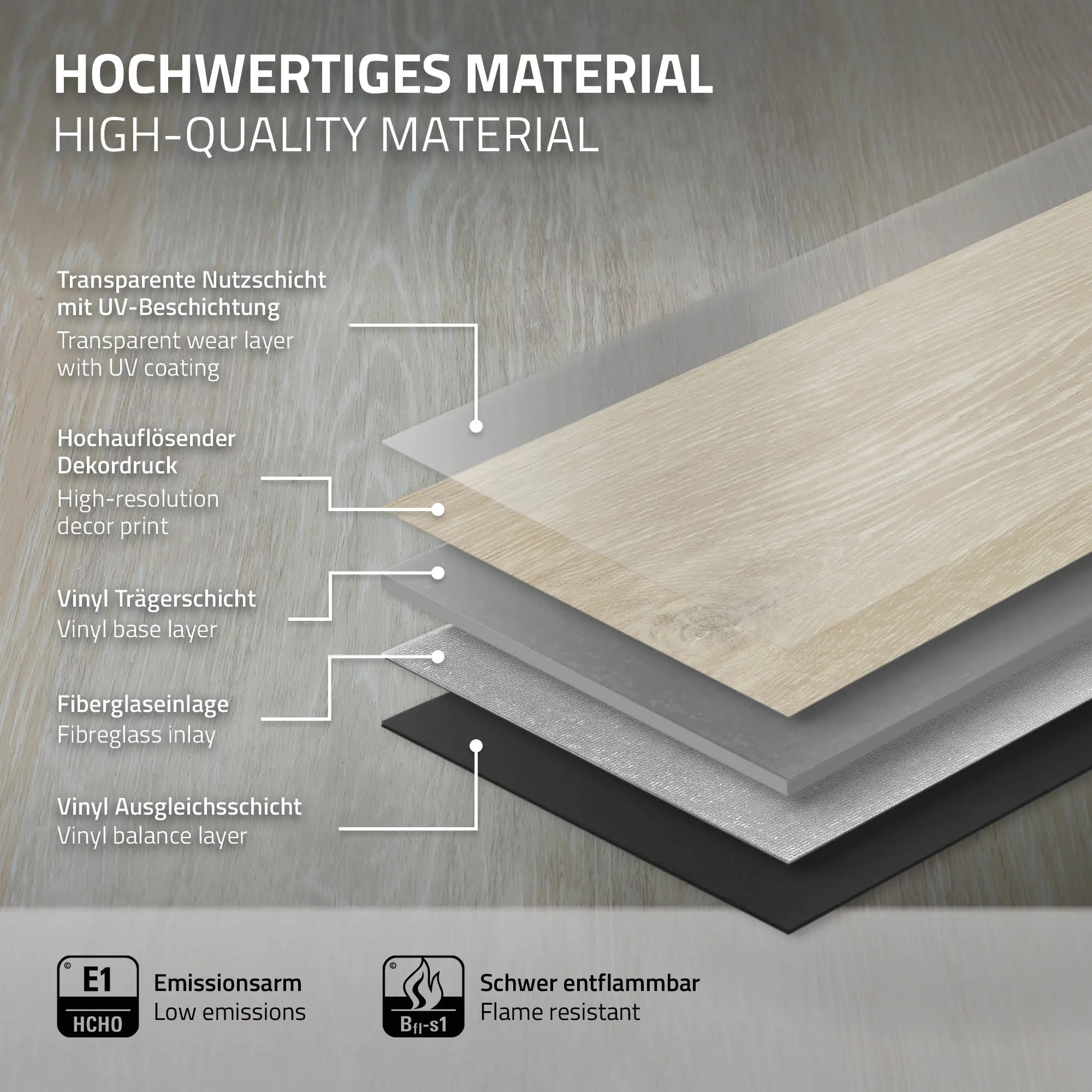 Vinylboden Click 122cm x 18cm x 4,2mm, Braun, Holzoptik, rutschfest, wasserfest, Belastungsklasse 34 - Image 42