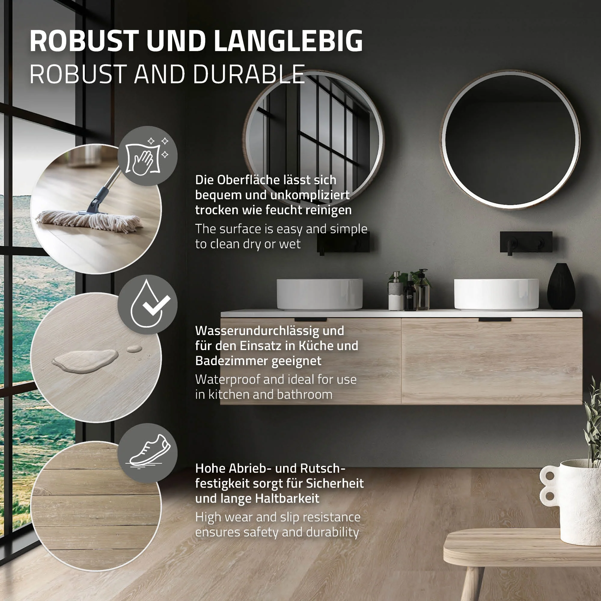 Vinylboden Click 122cm x 18cm x 4,2mm, Braun, Holzoptik, rutschfest, wasserfest, Belastungsklasse 34 - Image 47