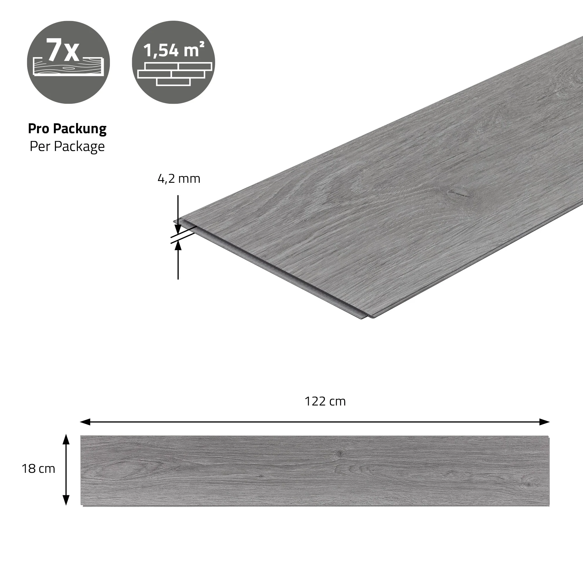 Vinylboden Click 122cm x 18cm x 4,2mm, Braun, Holzoptik, rutschfest, wasserfest, Belastungsklasse 34 - Image 48