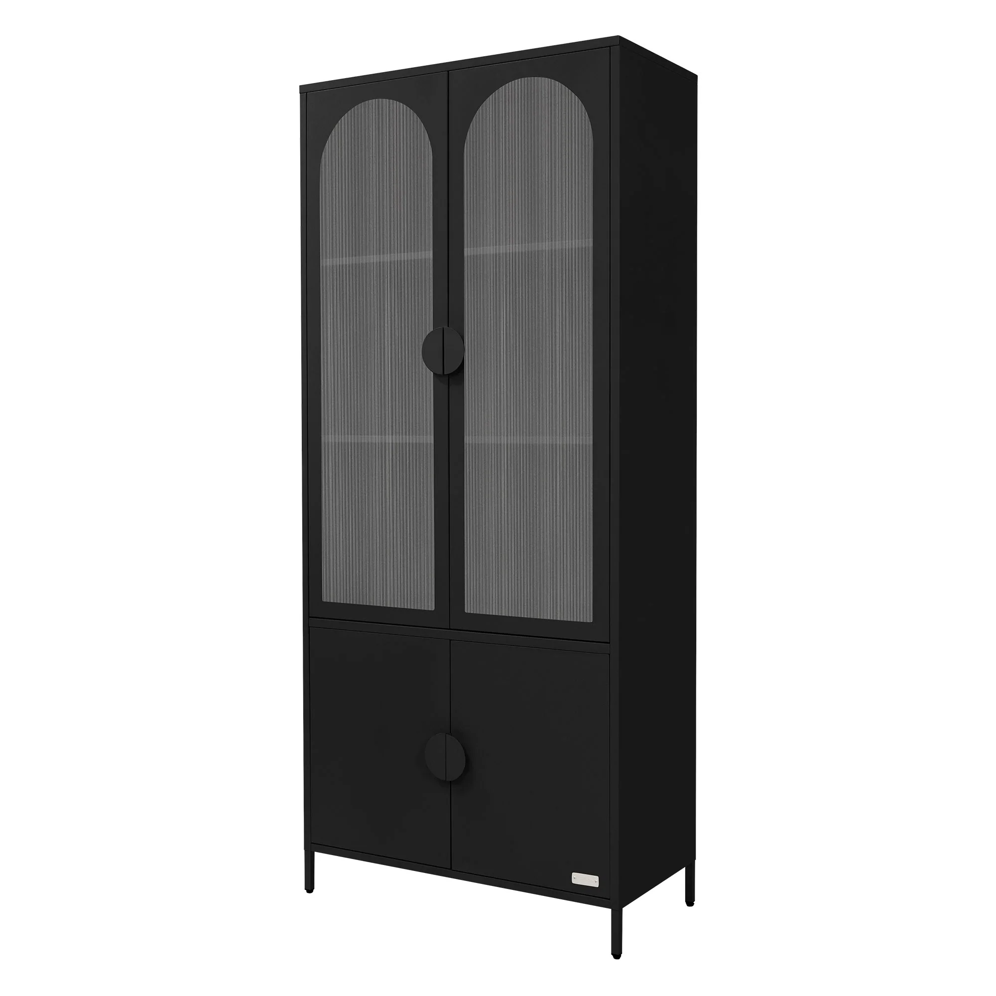 Vitrinenschrank 80x185x40 cm aus Stahl mit 4 Ablage-/Regalfächer und 4 Türen