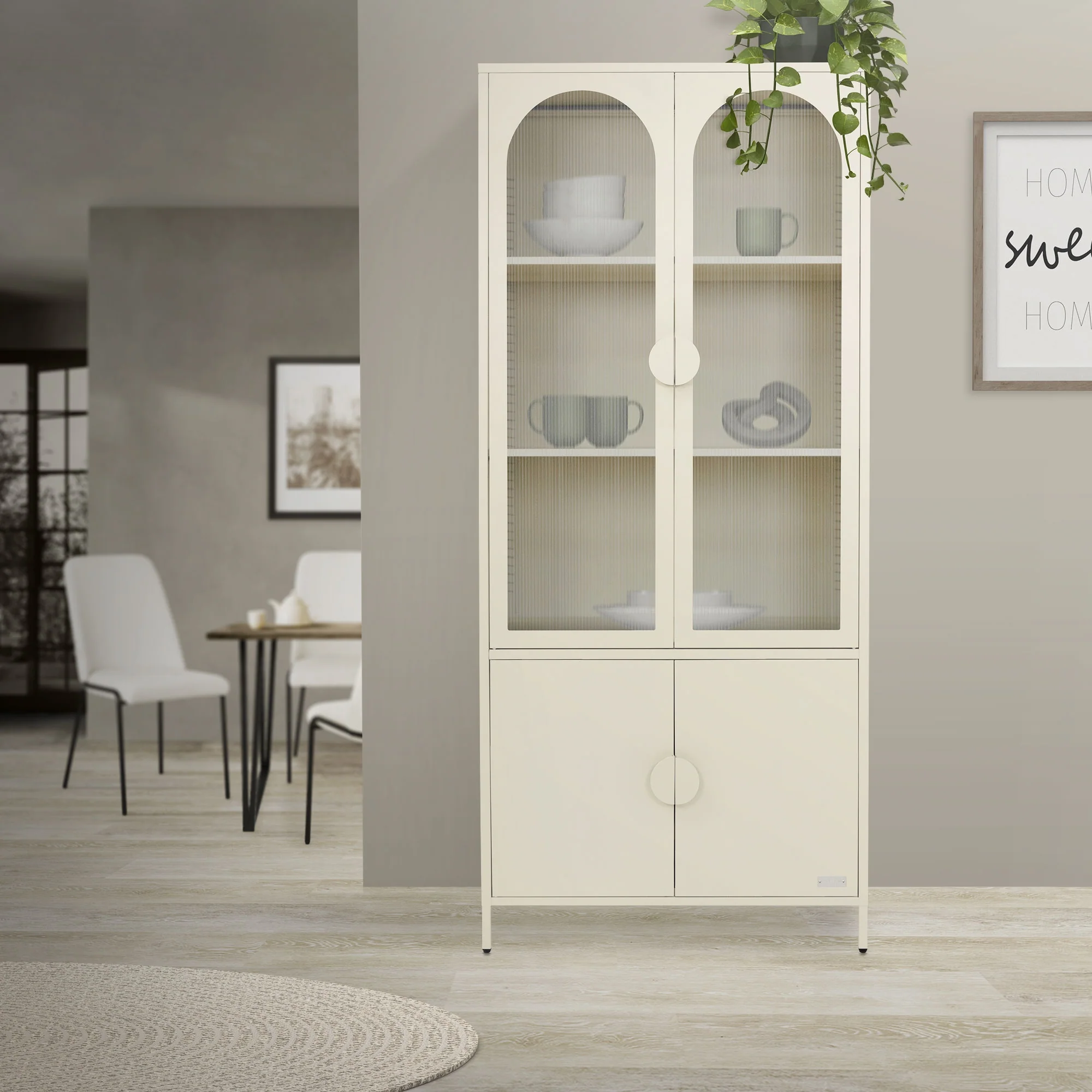Vitrinenschrank 80x185x40 cm aus Stahl mit 4 Ablage-/Regalfächer und 4 Türen - Image 12