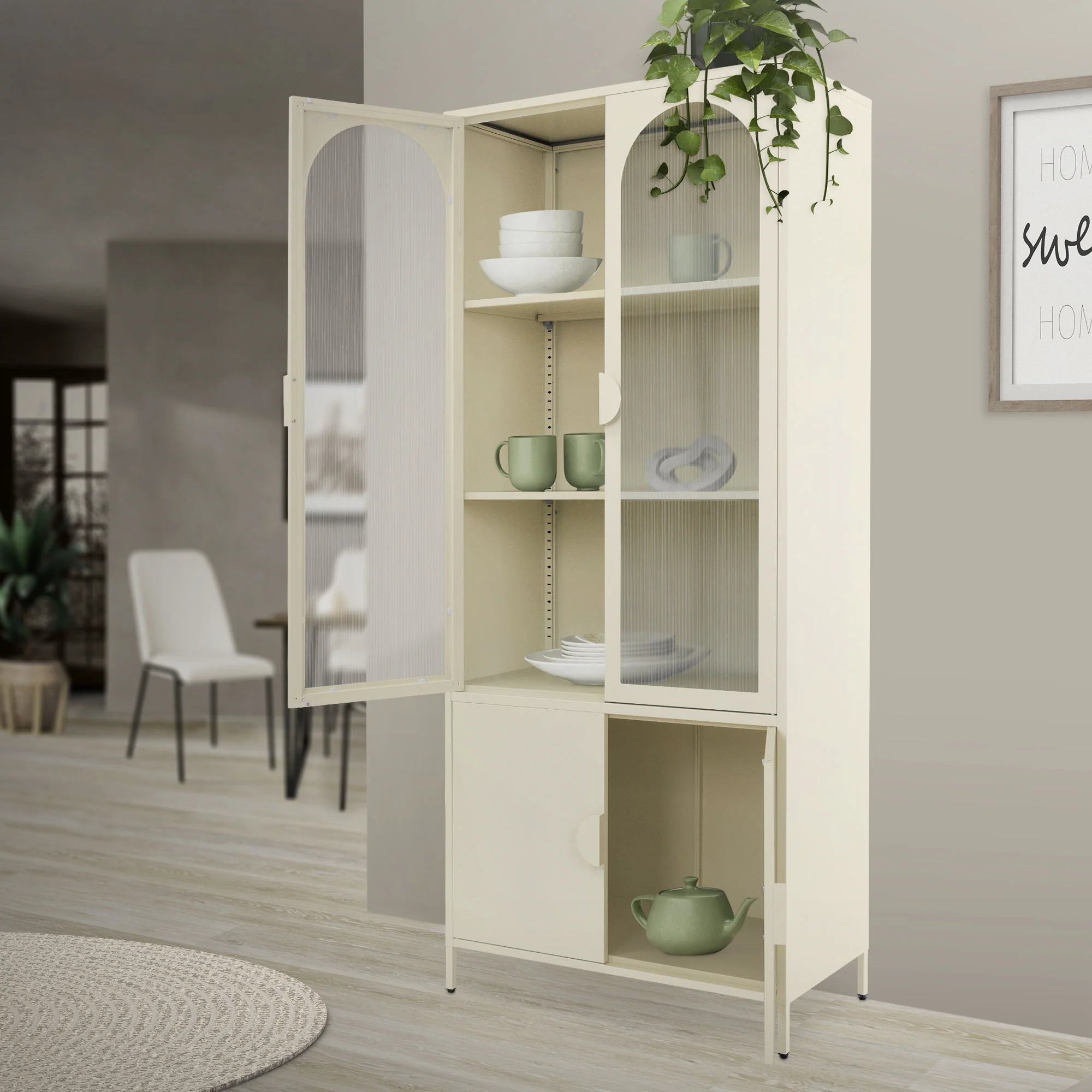 Vitrinenschrank 80x185x40 cm aus Stahl mit 4 Ablage-/Regalfächer und 4 Türen - Image 19