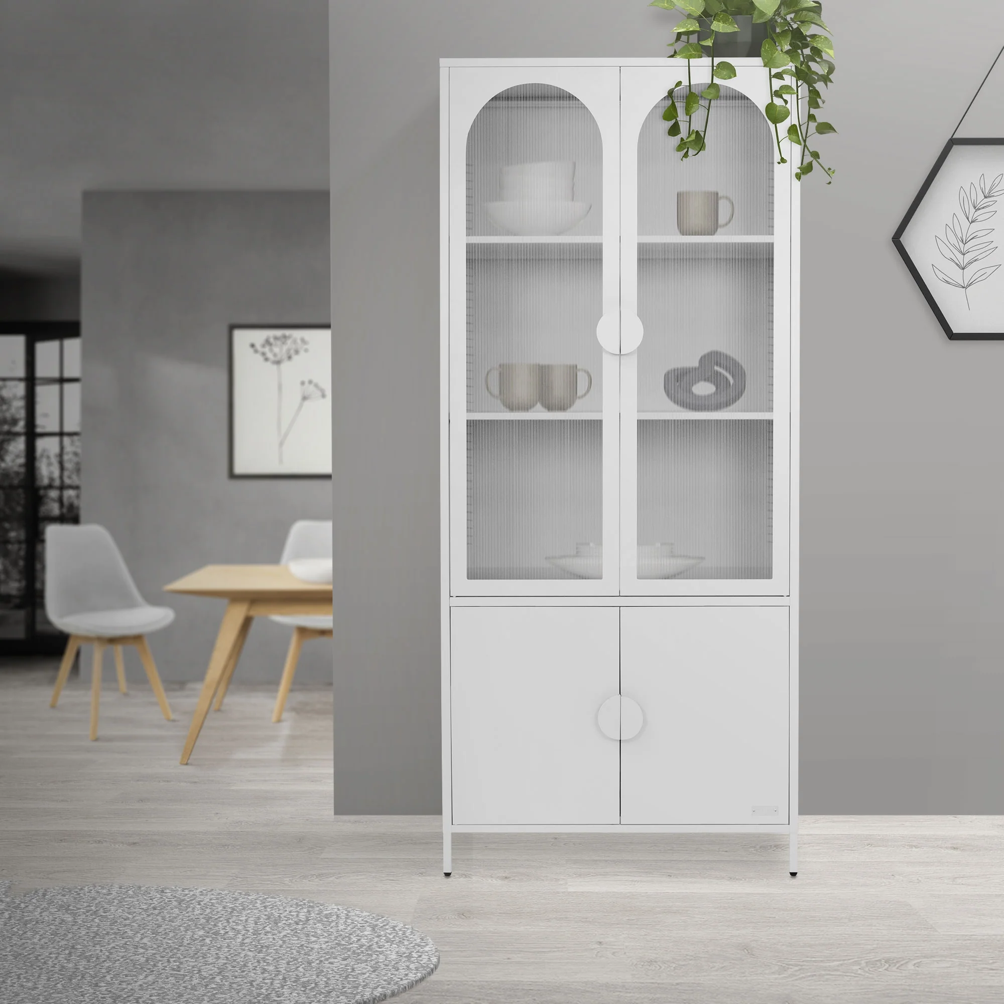 Vitrinenschrank 80x185x40 cm aus Stahl mit 4 Ablage-/Regalfächer und 4 Türen - Image 20