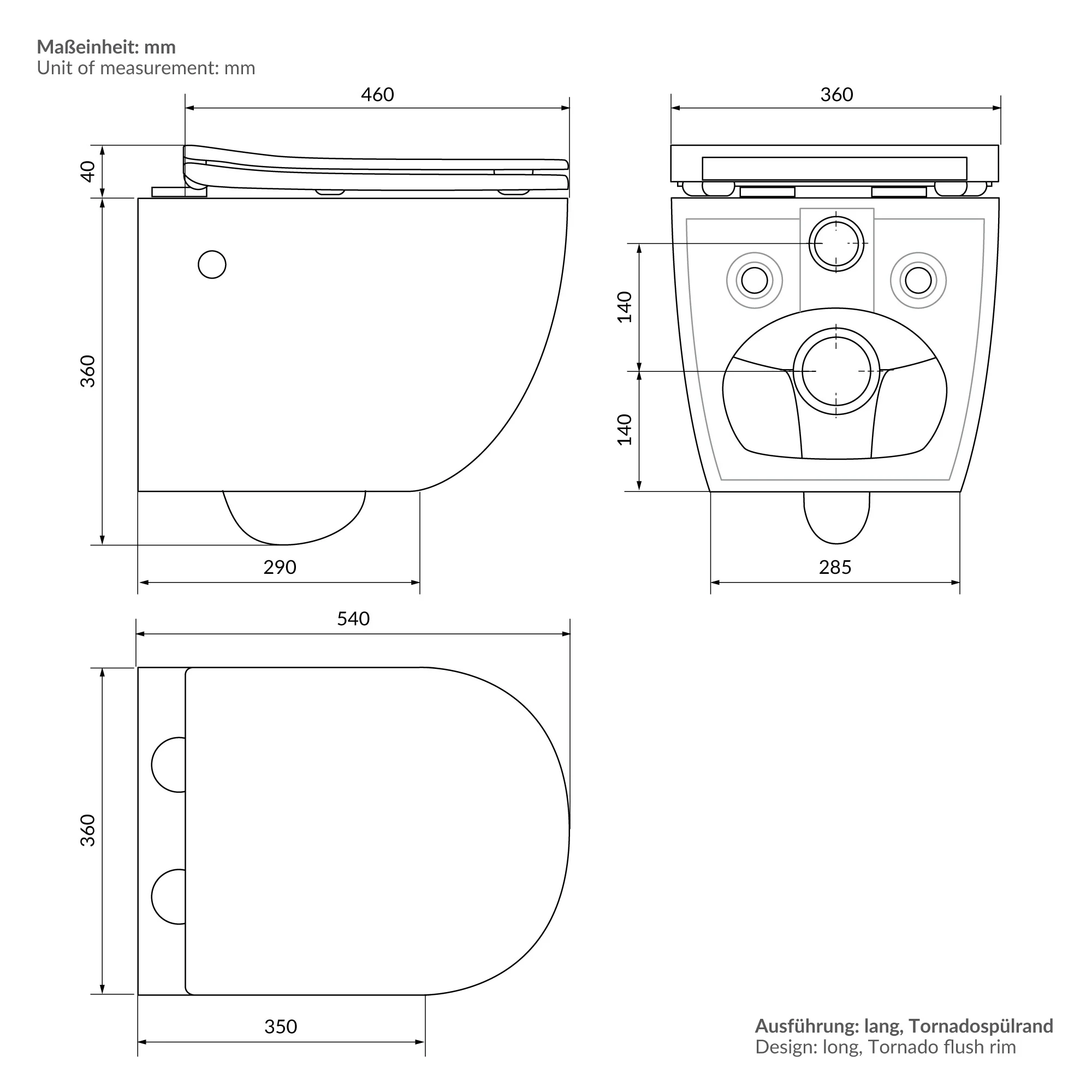 Wand WC Spülrandlos mit Bidet-Funktion, Weiß, Keramik - Image 9