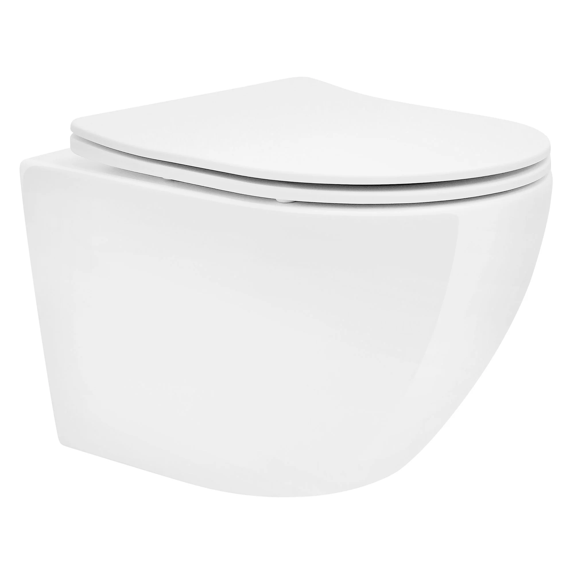 Wand WC Spülrandlos, Weiß, Tiefspüler Keramik Hänge WC, kurz 49cm