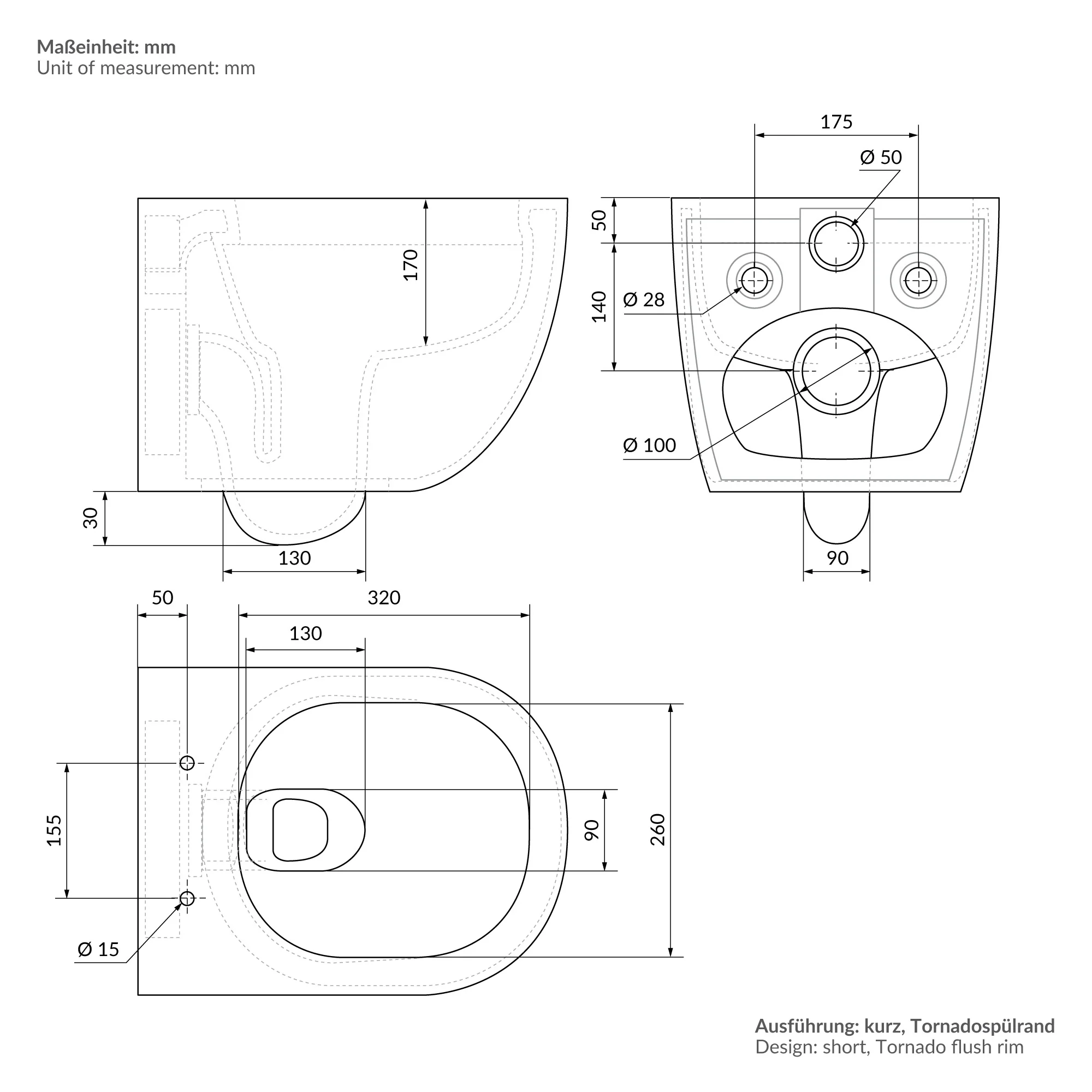 Wand WC Spülrandlos, Weiß, Tiefspüler Keramik Hänge WC, kurz 49cm - Image 9