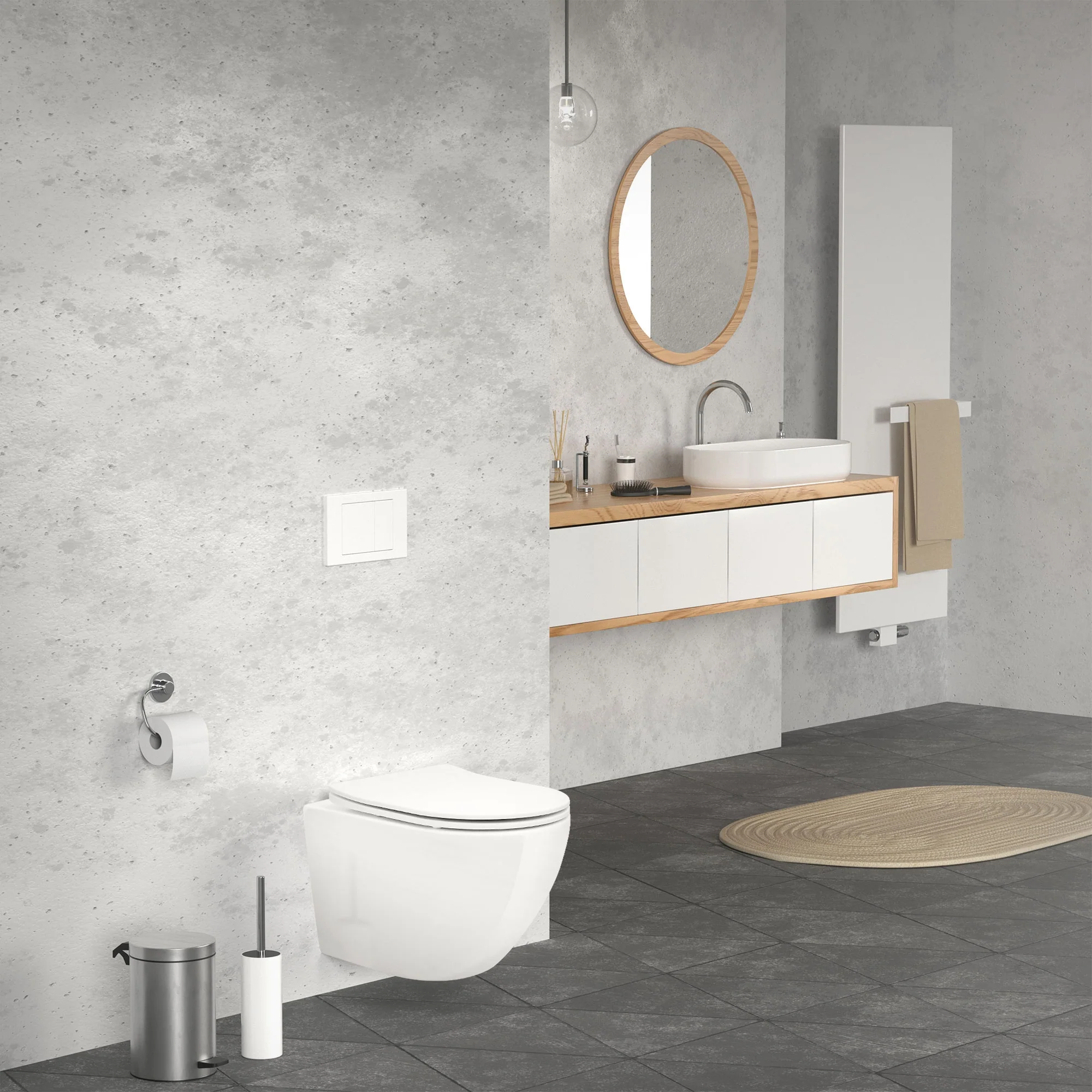 Wand WC Spülrandlos, Weiß, Tiefspüler Keramik Hänge WC, kurz 49cm - Image 2