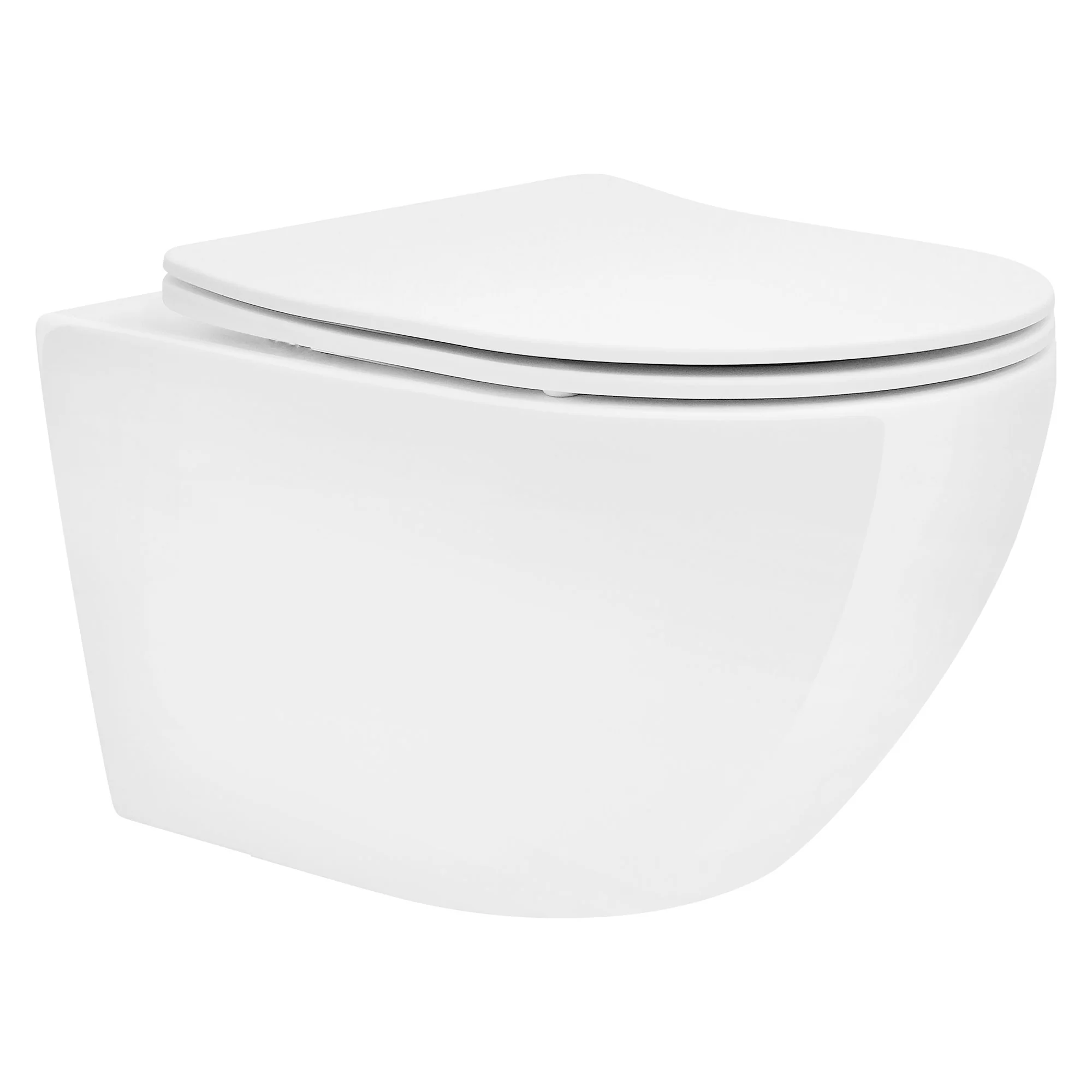 Wand WC Spülrandlos, Weiß, Tiefspüler Keramik Hänge WC lang 53,5cm
