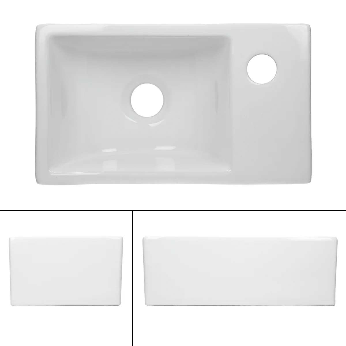Waschbecken Eckigform ohne Überlauf 35x20,5x12,5 cm Weiß aus Keramik - Image 2