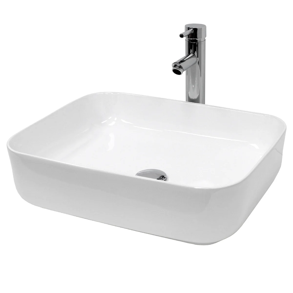 Waschbecken Eckigform ohne Überlauf 50,5x39,5x13,5 mm Weiß aus Keramik
