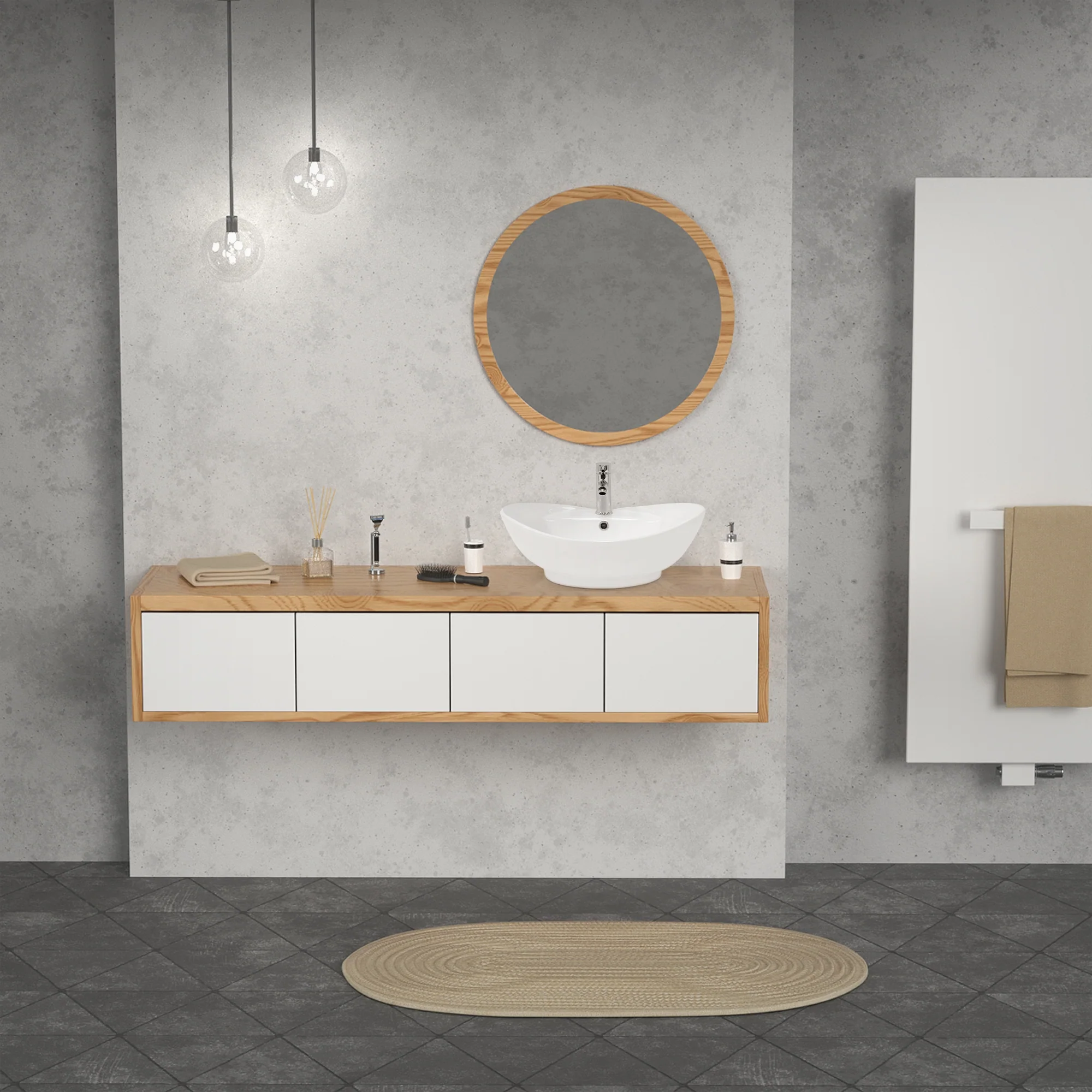 Waschbecken Ovalform mit Überlauf 59x39,5x20,5 cm Weiß aus Keramik ML-Design - Image 9