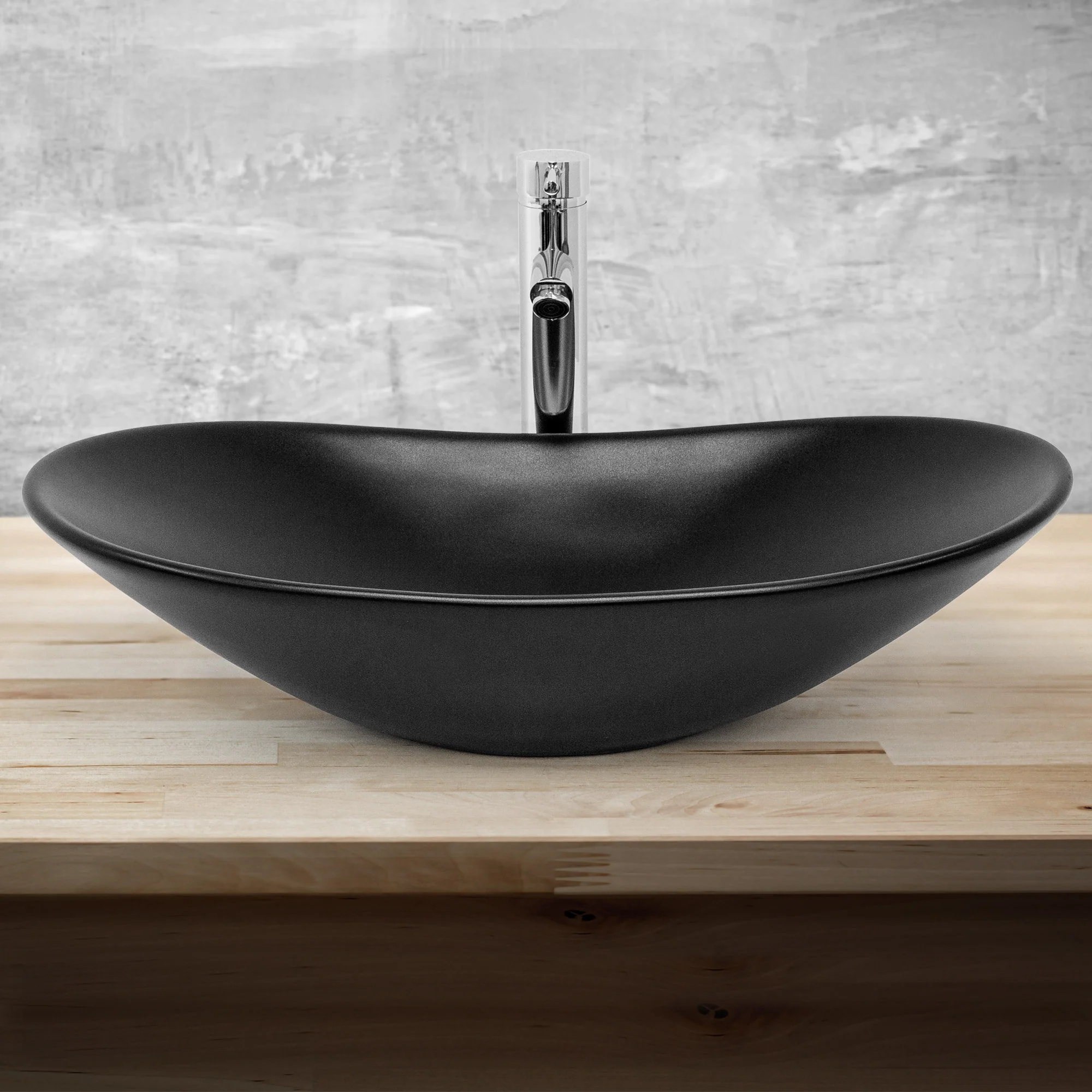 Waschbecken Ovalform ohne Überlauf 63x36x15,5 cm Schwarz aus Keramik ML-Design - Image 4