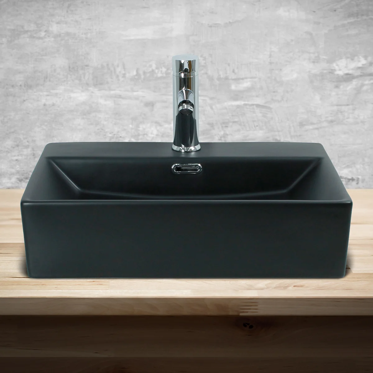 Waschbecken Rechteckigform mit Überlauf 51,5x36x13 cm Schwarz aus Keramik ML-Design - Image 3