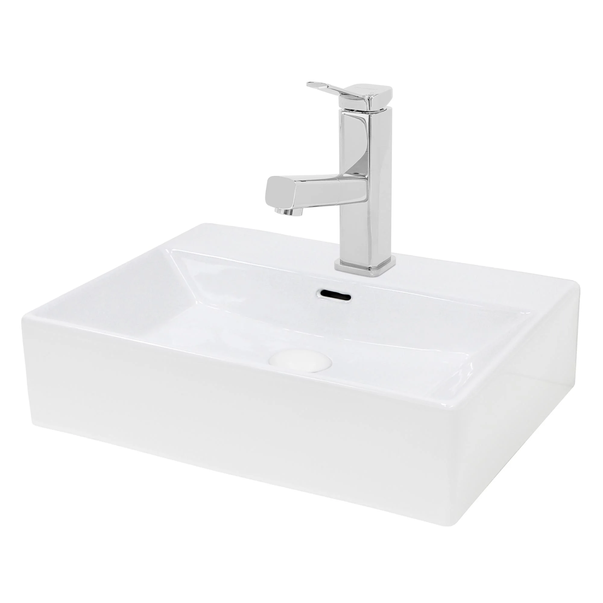 Waschbecken Waschtisch 515x360x130mm Keramik Eckig Weiß + Wasserhahn ausziehbare