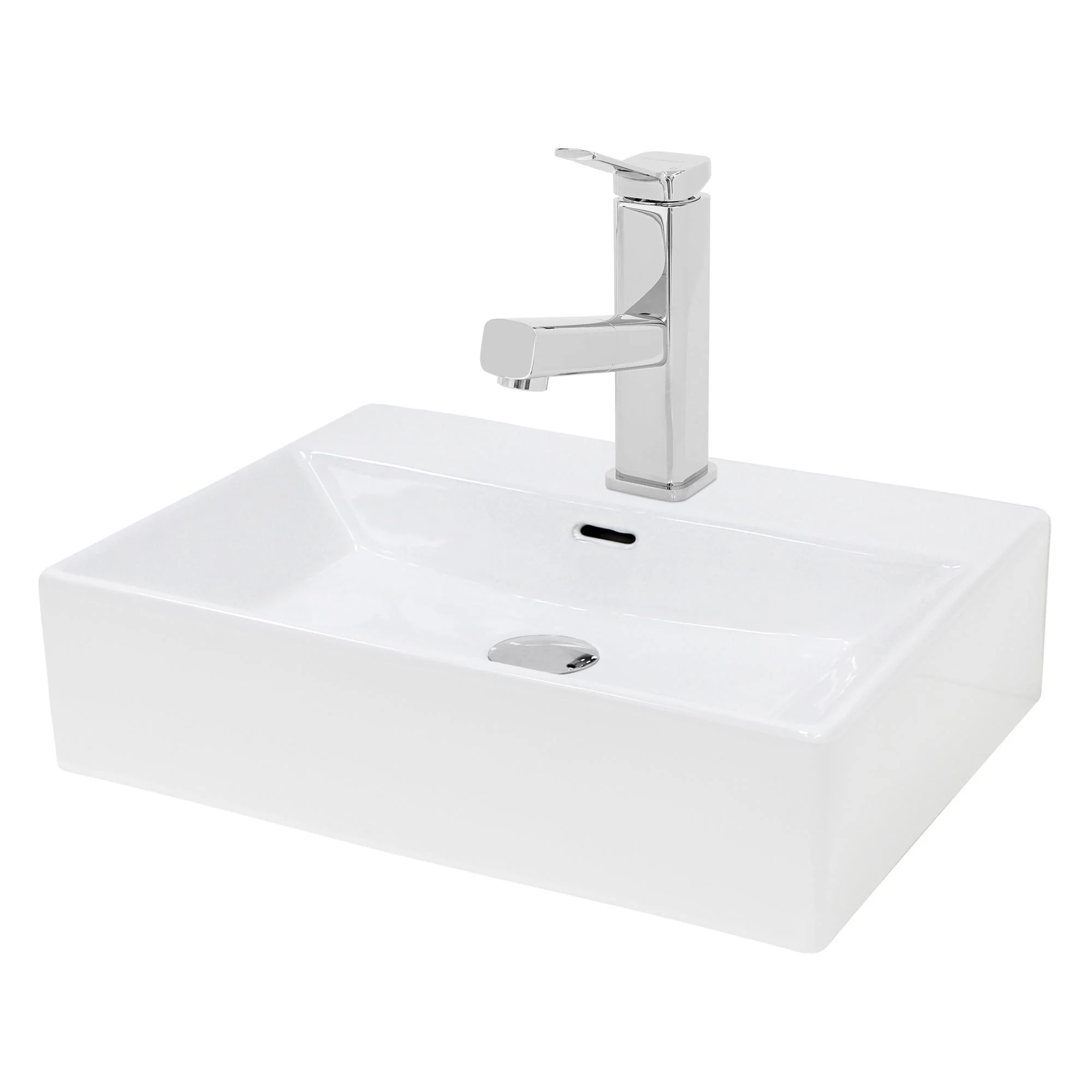 Waschbecken Waschtisch 515x360x130mm Keramik Eckig Weiß + Wasserhahn ausziehbare