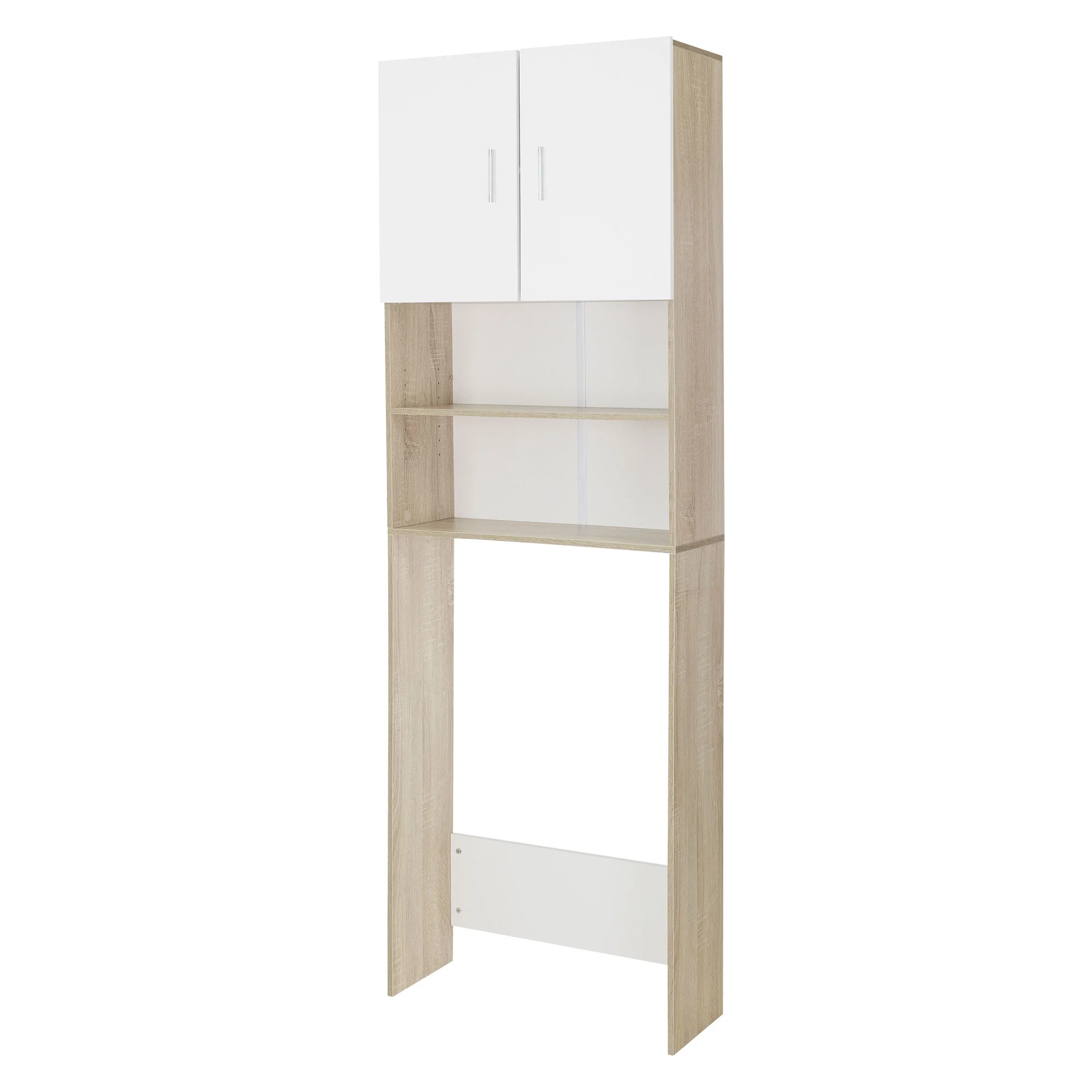 Waschmaschinenschrank mit 2 Türen und 2 offenen Fächern 187,5x63 cm Dunkelgrau - Image 3