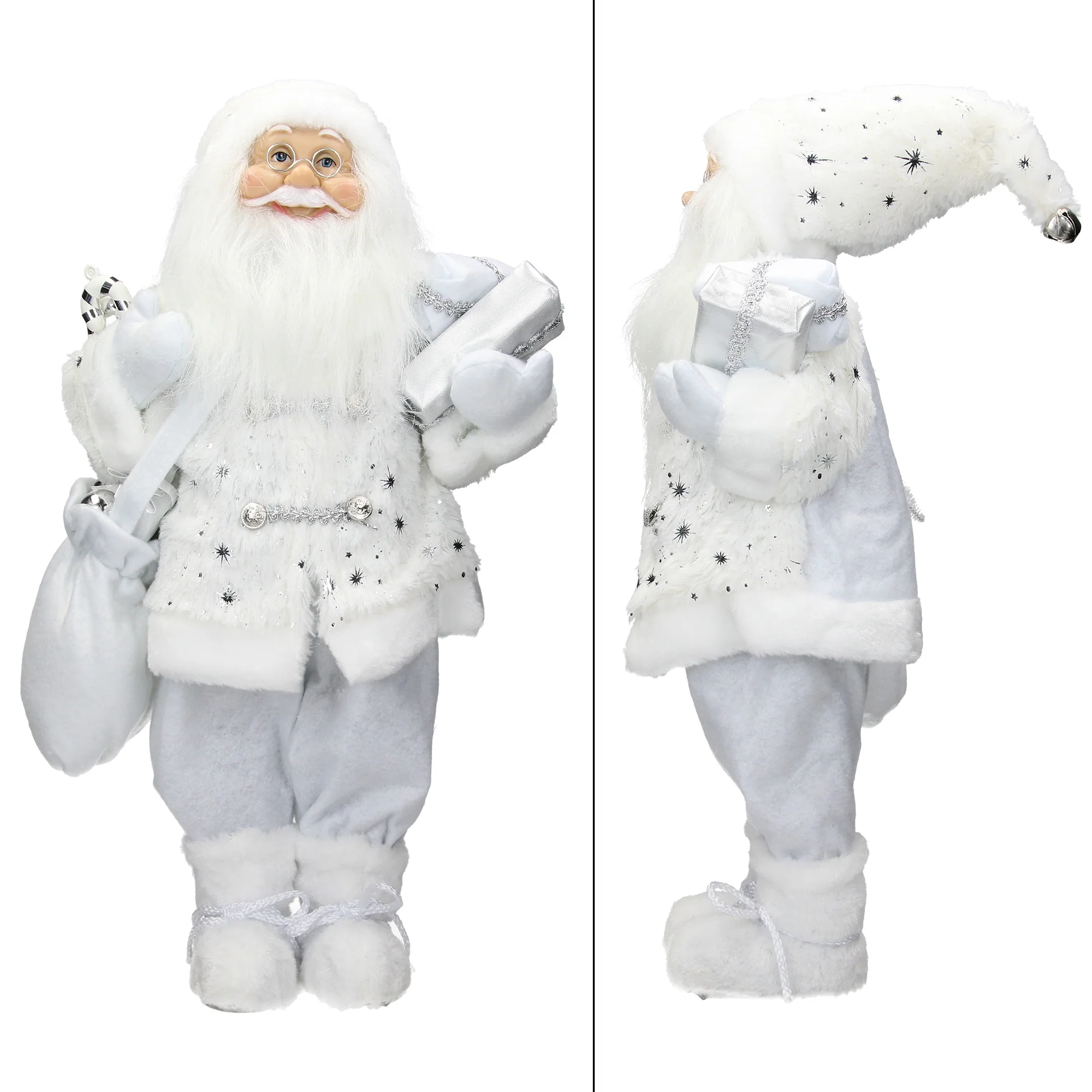 Weihnachtsmann Deko Figur 24x14x47 cm weiß aus Polyresin - Image 2