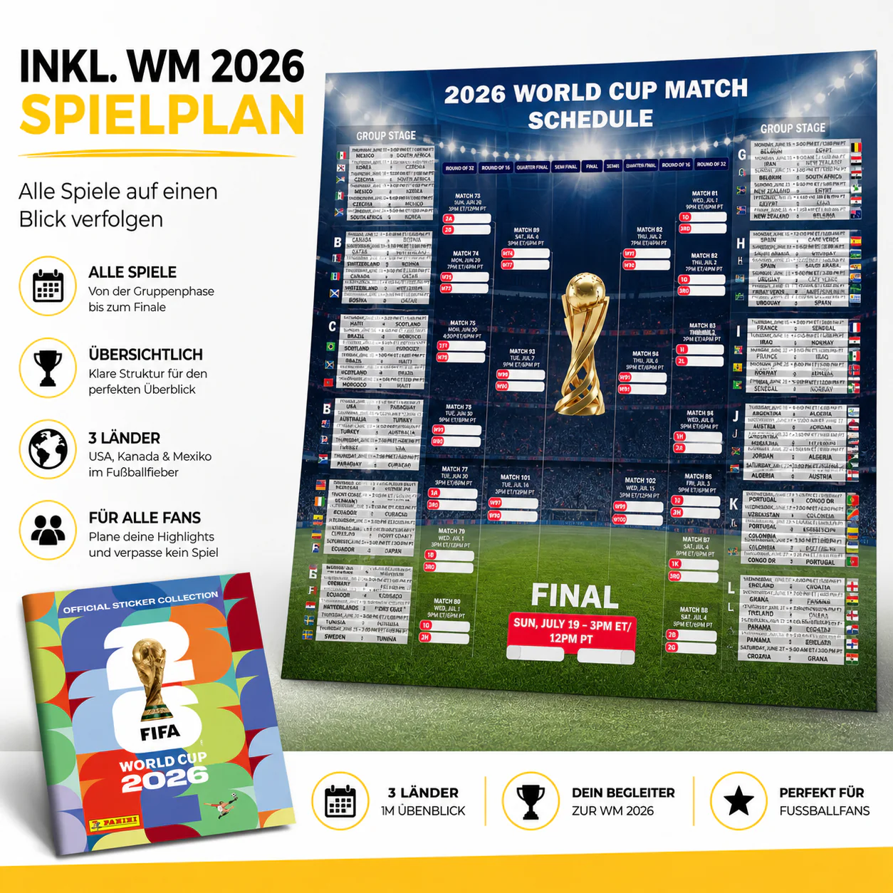 Weltmeisterschaft 2026 Album Set für Fußball Fans – Spielplan & Panini Stickeralbum (Sammelalbum) - Image 7