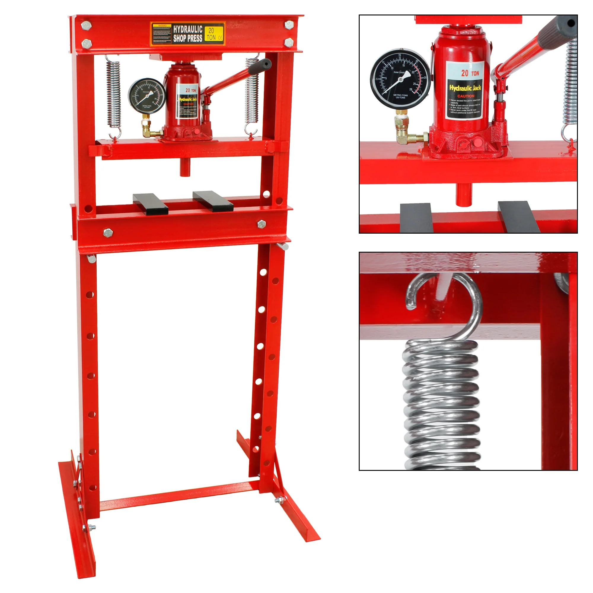 Werkstattpresse 20T, mit Manometer, höhenverstellbar 80-1100 mm, aus Stahl - Image 3