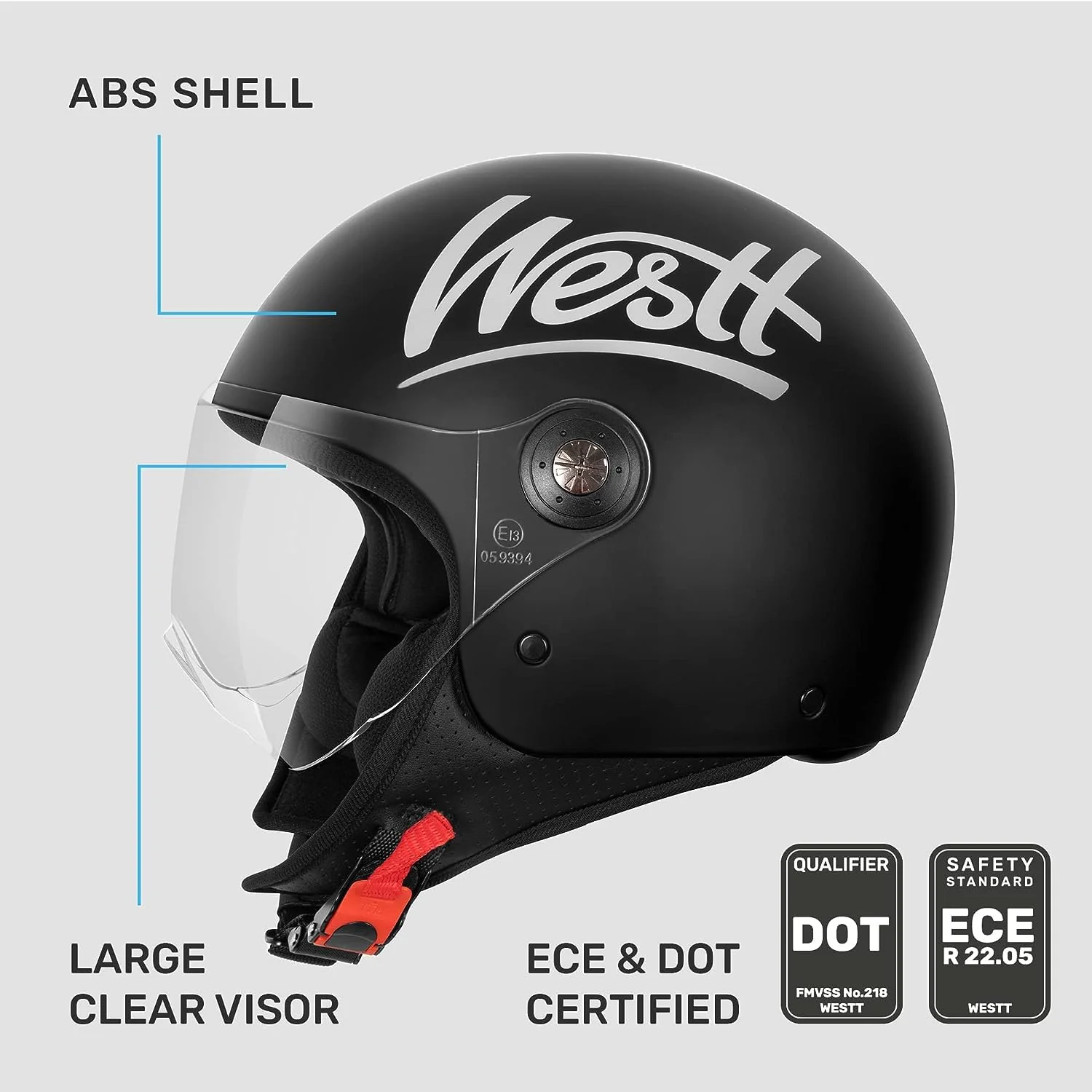 Westt Classic Jethelm mit Visier Motorradhelm Herren Damen Roller Chopper Helm Mopedhelm - Image 2