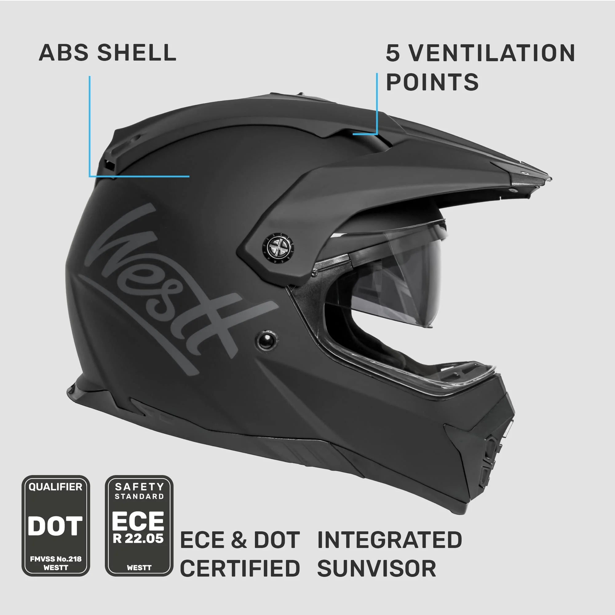 Westt Motocross Helm Fullface MTB Motorradhelm Integralhelm Crosshelm Helm Motorrad MTB Enduro - Image 2