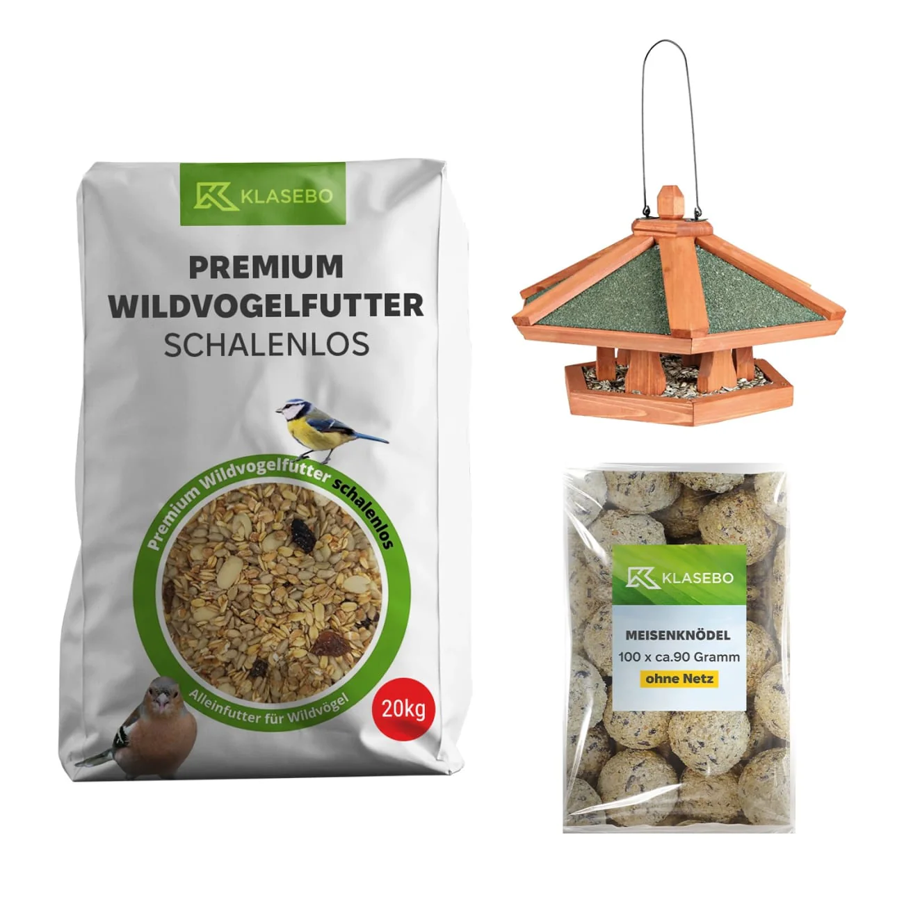 Wildvogelfutter Set mit Futterhaus zum Aufhängen, Kiefer, 42x24cm - Image 3
