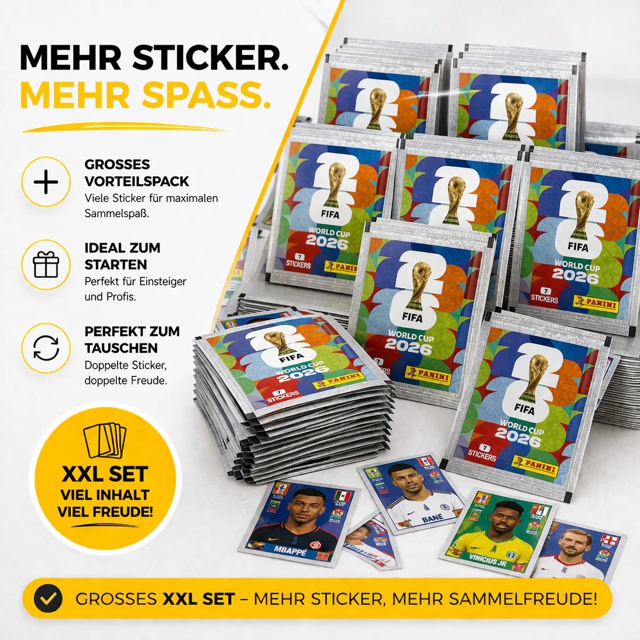 WM 2026 Sticker Set Fußball – inkl Spielplan & Panini Sticker (25 Tüten / 175 Sticker Einzeltüten) - Image 14