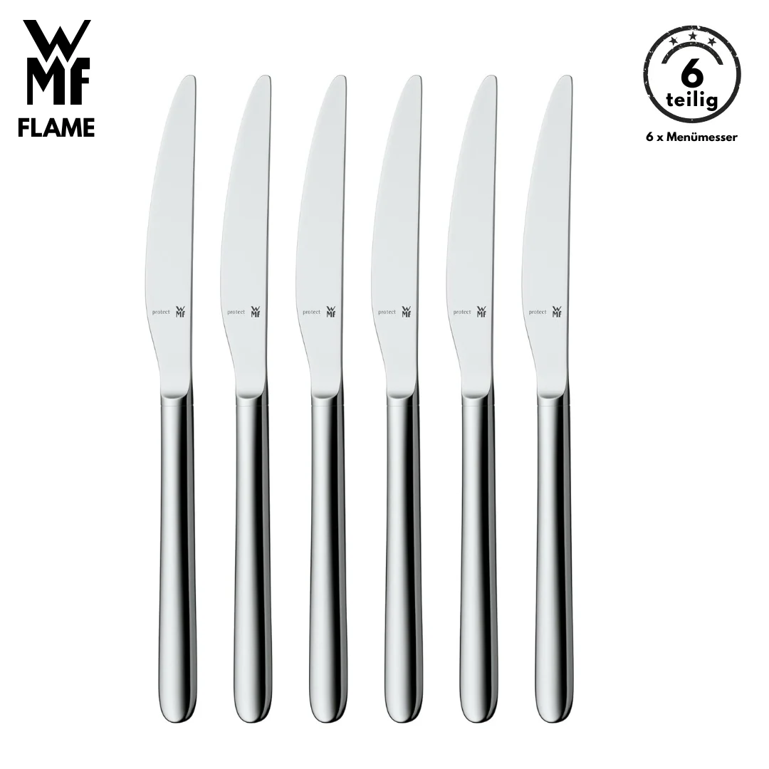 WMF Besteck Messer set FLAME B-Ware 6-tlg, Cromargan®, Tafelmesser, Menümesser