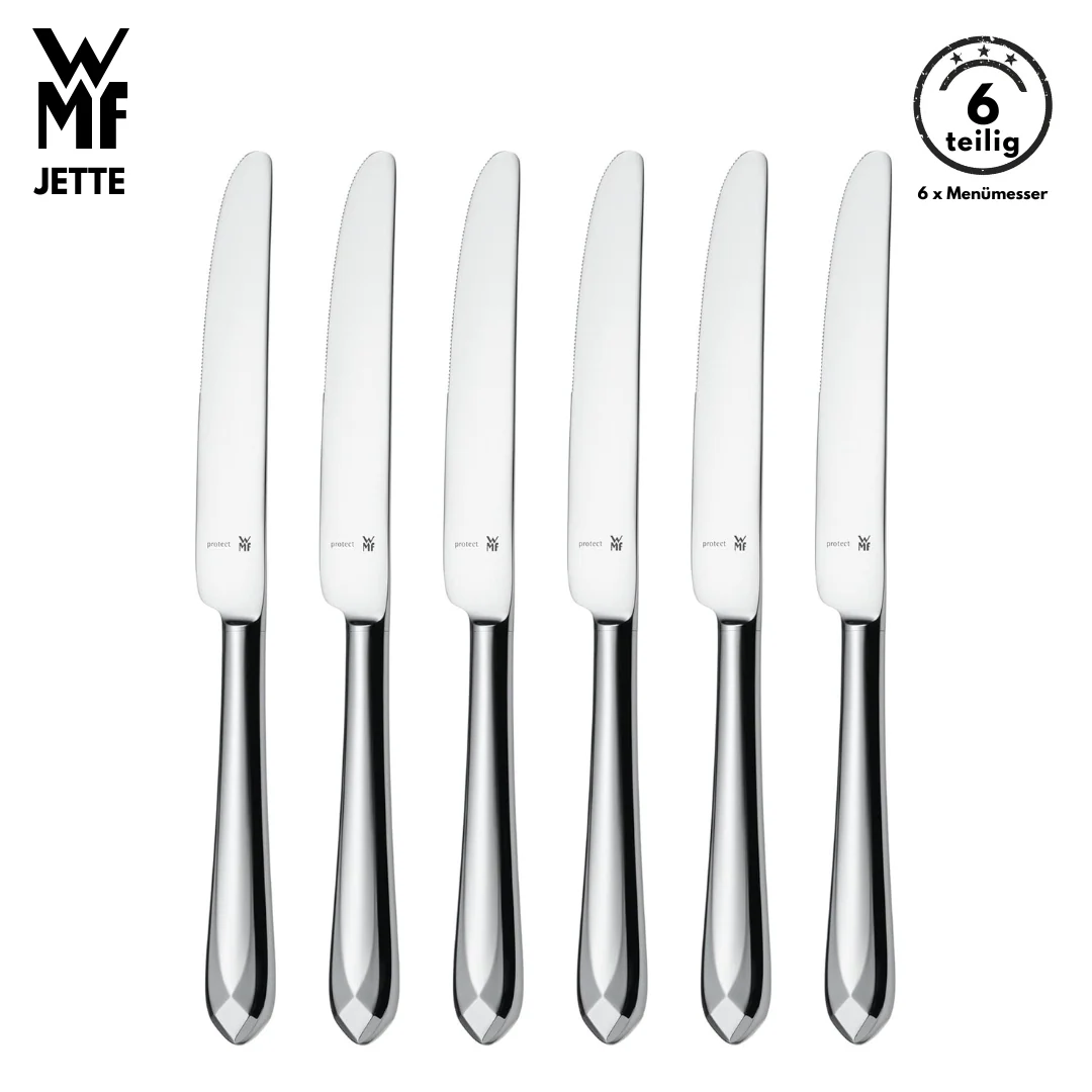 WMF Besteck Messer set JETTE B-Ware 6-tlg, Cromargan®, Tafelmesser, Menümesser
