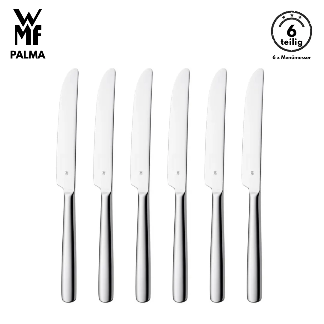 WMF Besteck Messer set PALMA B-Ware 6-tlg, Cromargan®, Tafelmesser, Menümesser