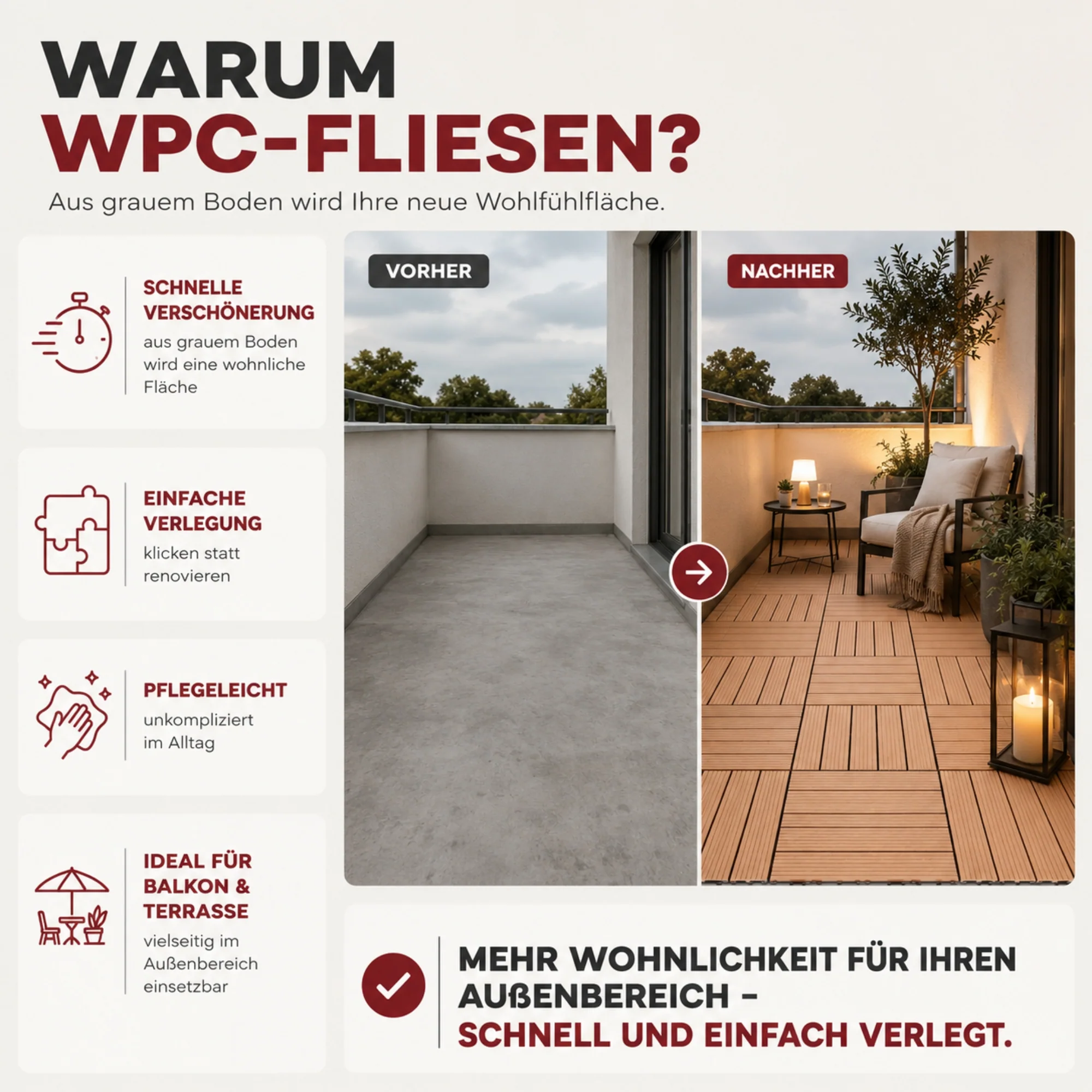 WPC Fliesen, 11er Set, Grau - Image 5