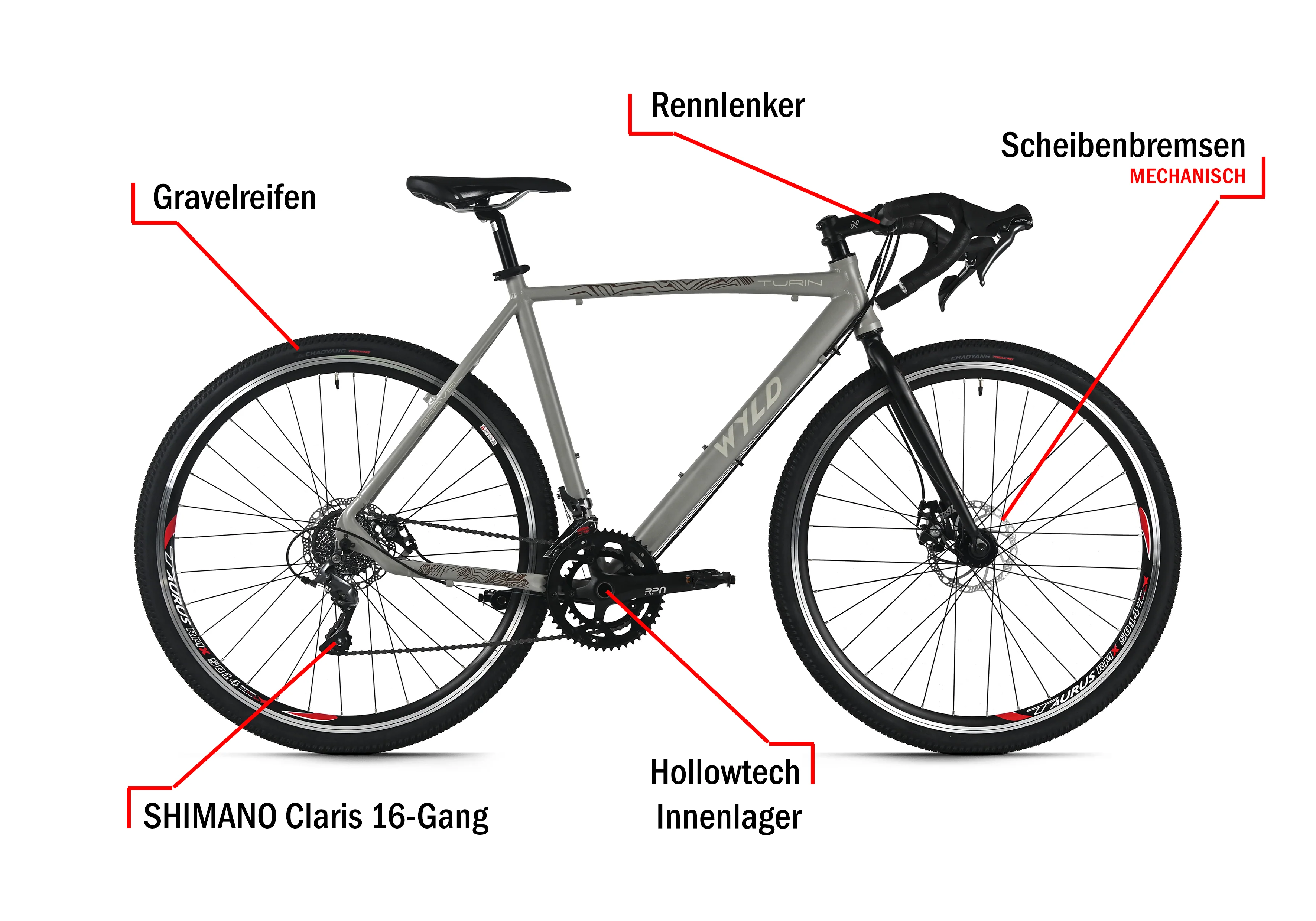 WYLD Gravelbike 28'' Turin Grau 16 Gänge RH 56 cm - Image 3