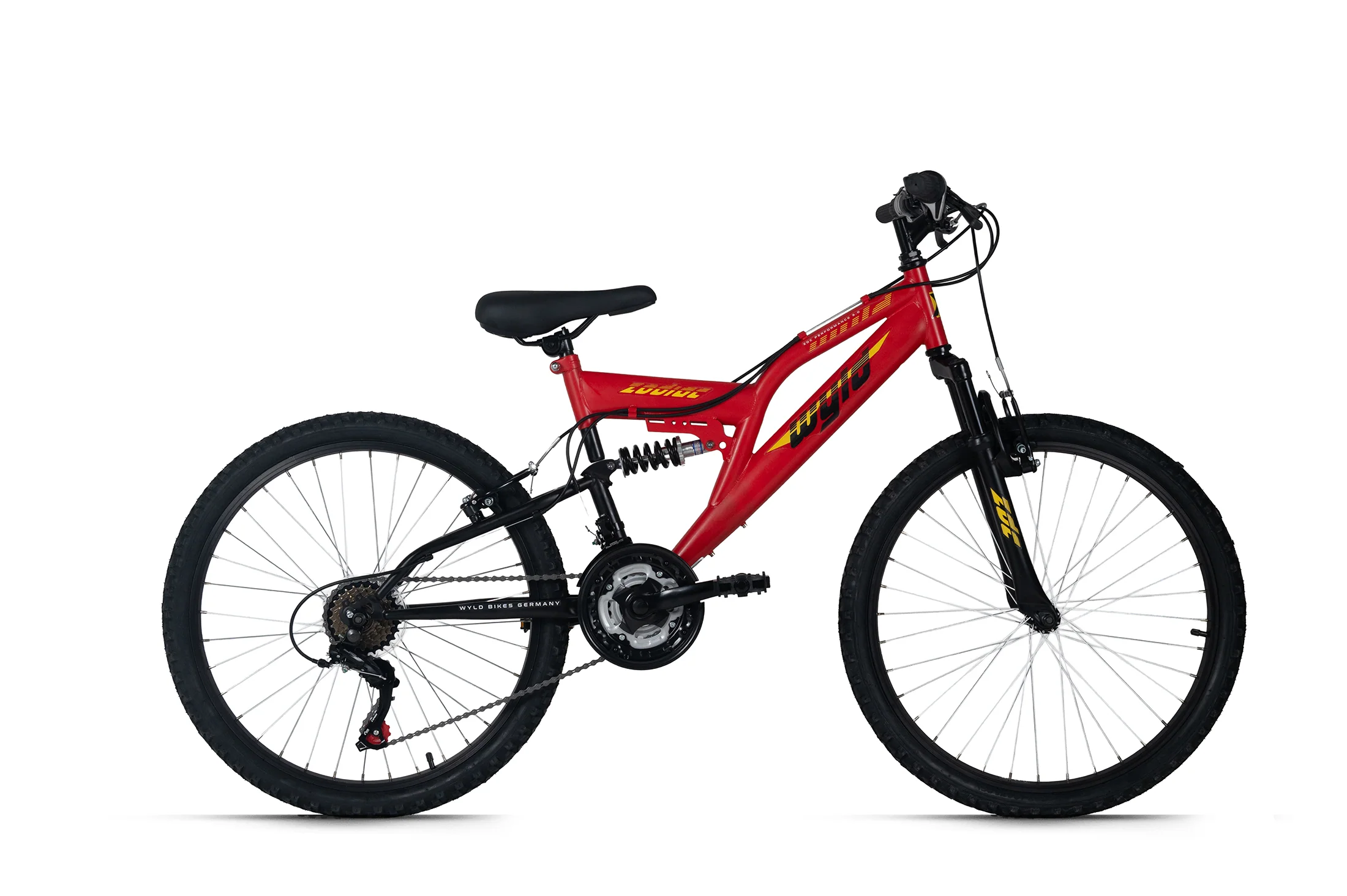WYLD Kinder-Mountainbike Fully 24'' Zodiac rot 18 Gänge RH 38 cm