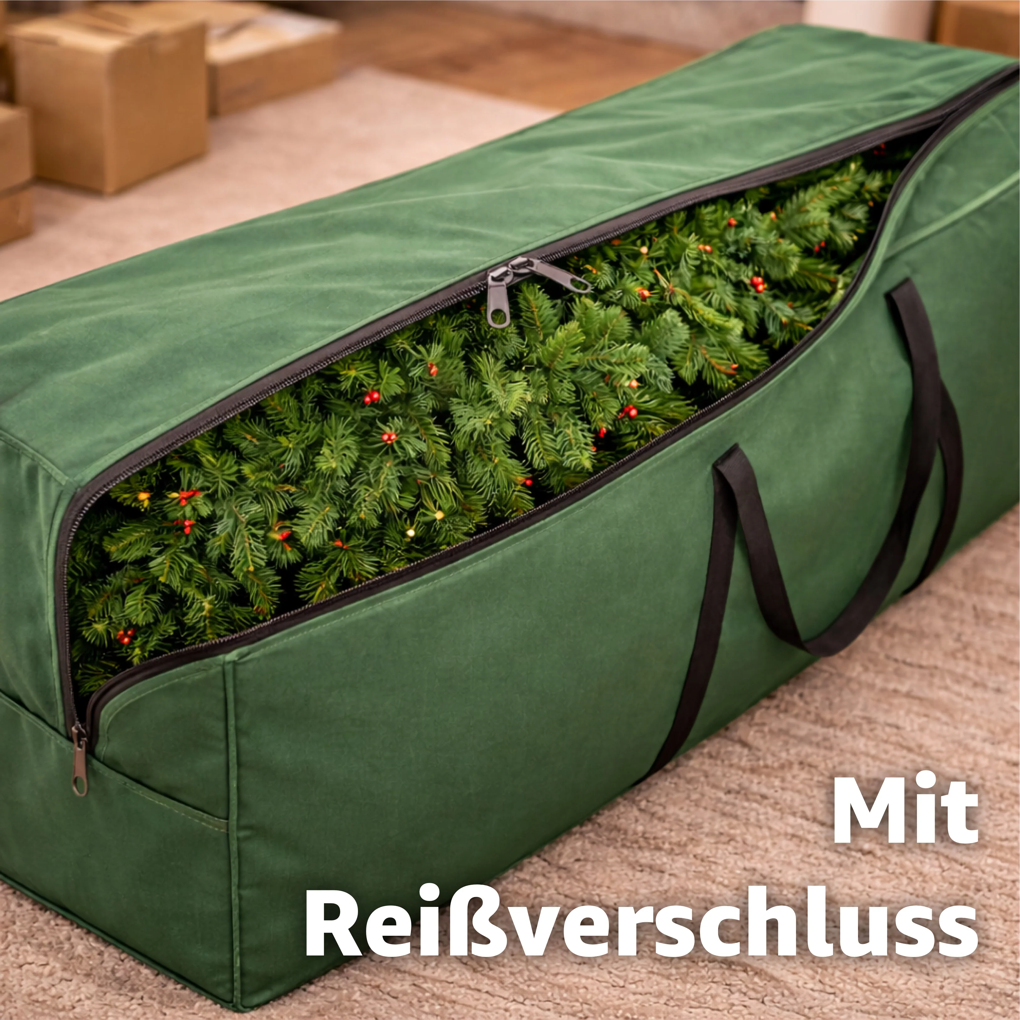 XXL Aufbewahrungstasche für künstliche Weihnachtsbäume bis 220 cm – Reißfeste Schutzhülle mit Reißve - Image 2