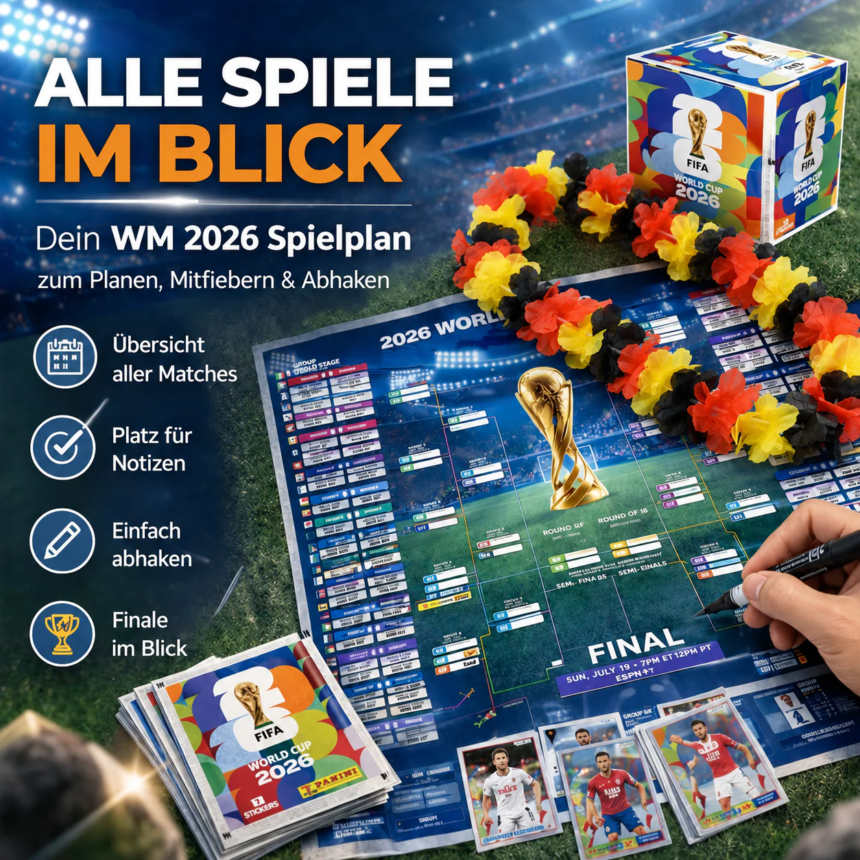 XXL WM 2026 Sammelset – inkl. Panini Stickeralbum, passenden Stickern, Spielplan und Blumenkette - Image 20