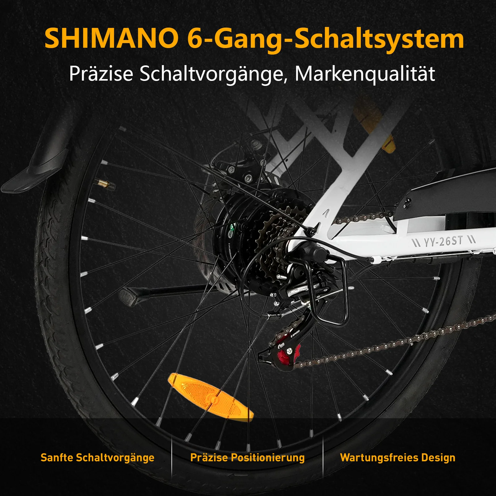 YY26-ST 26" 350W Hinterradmotor 36V14,5Ah Akku 60-75km Reichweite Elektrofahrrad - Image 11
