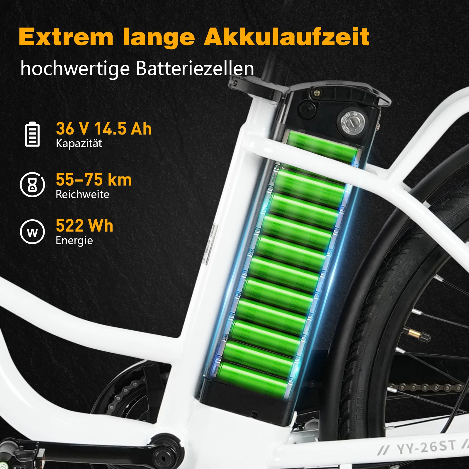 YY26-ST 26" 350W Hinterradmotor 36V14,5Ah Akku 60-75km Reichweite Elektrofahrrad - Image 13