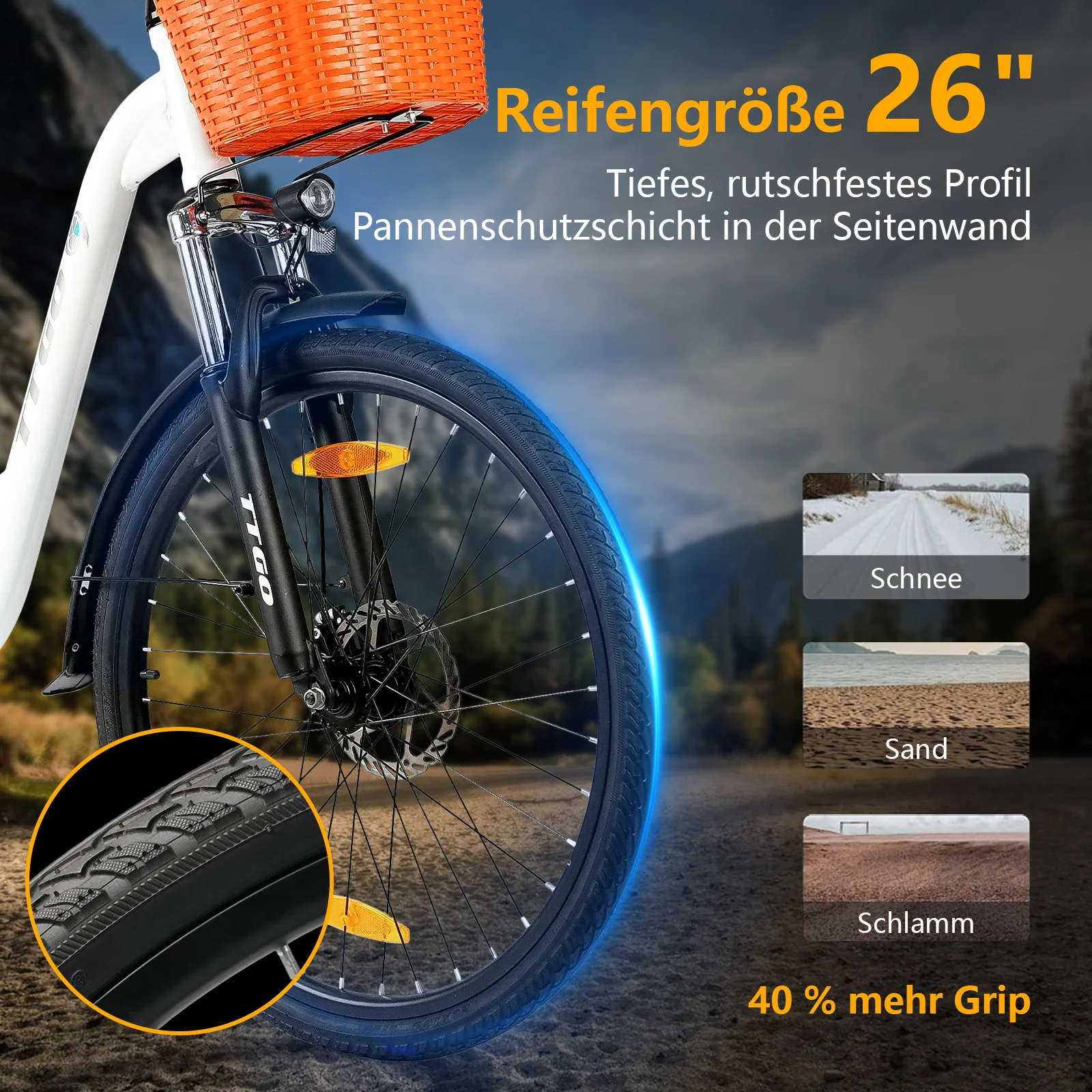 YY26-ST 26" 350W Hinterradmotor 36V14,5Ah Akku 60-75km Reichweite Elektrofahrrad - Image 17