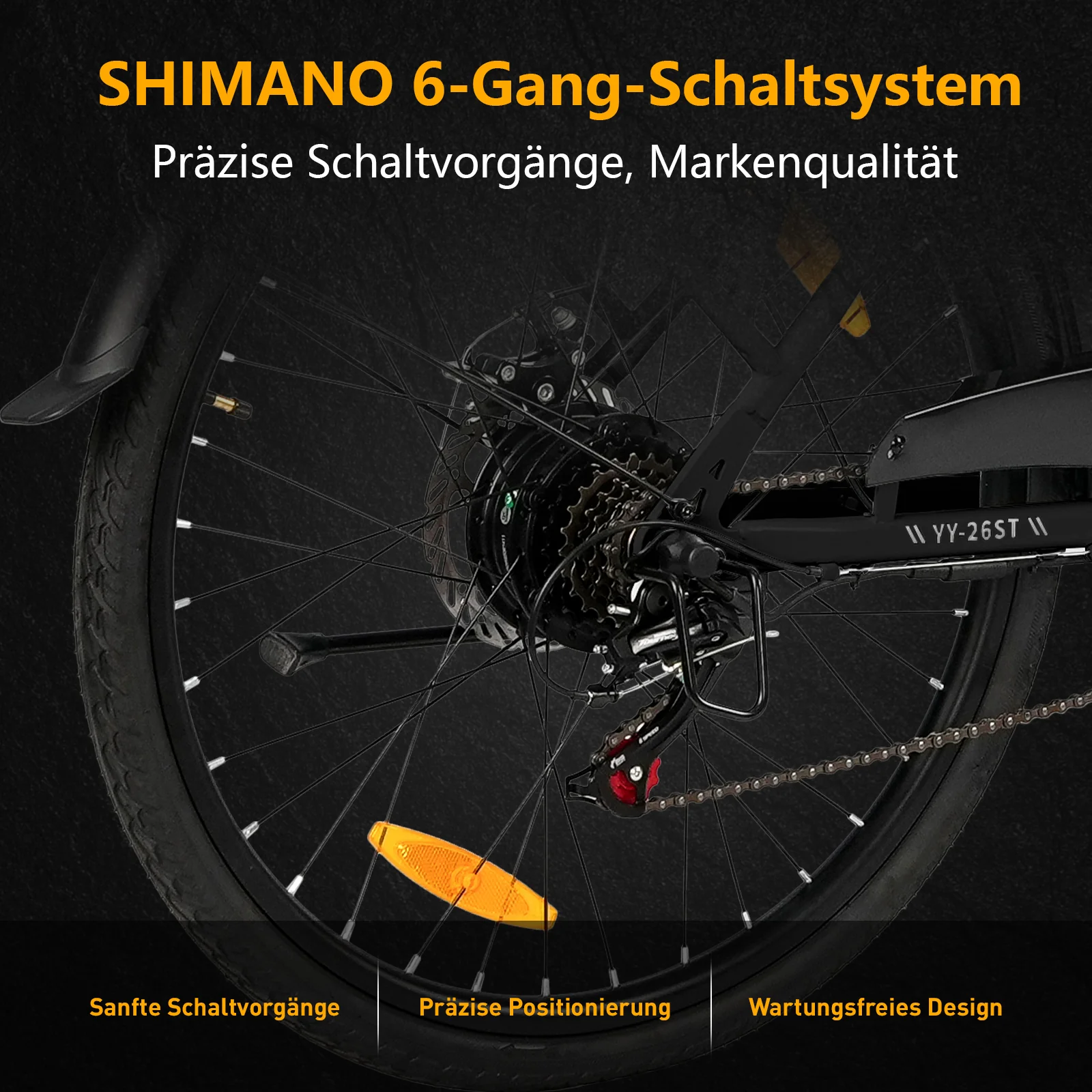 YY26-ST 26" 350W Hinterradmotor 36V14,5Ah Akku 60-75km Reichweite Elektrofahrrad - Image 3