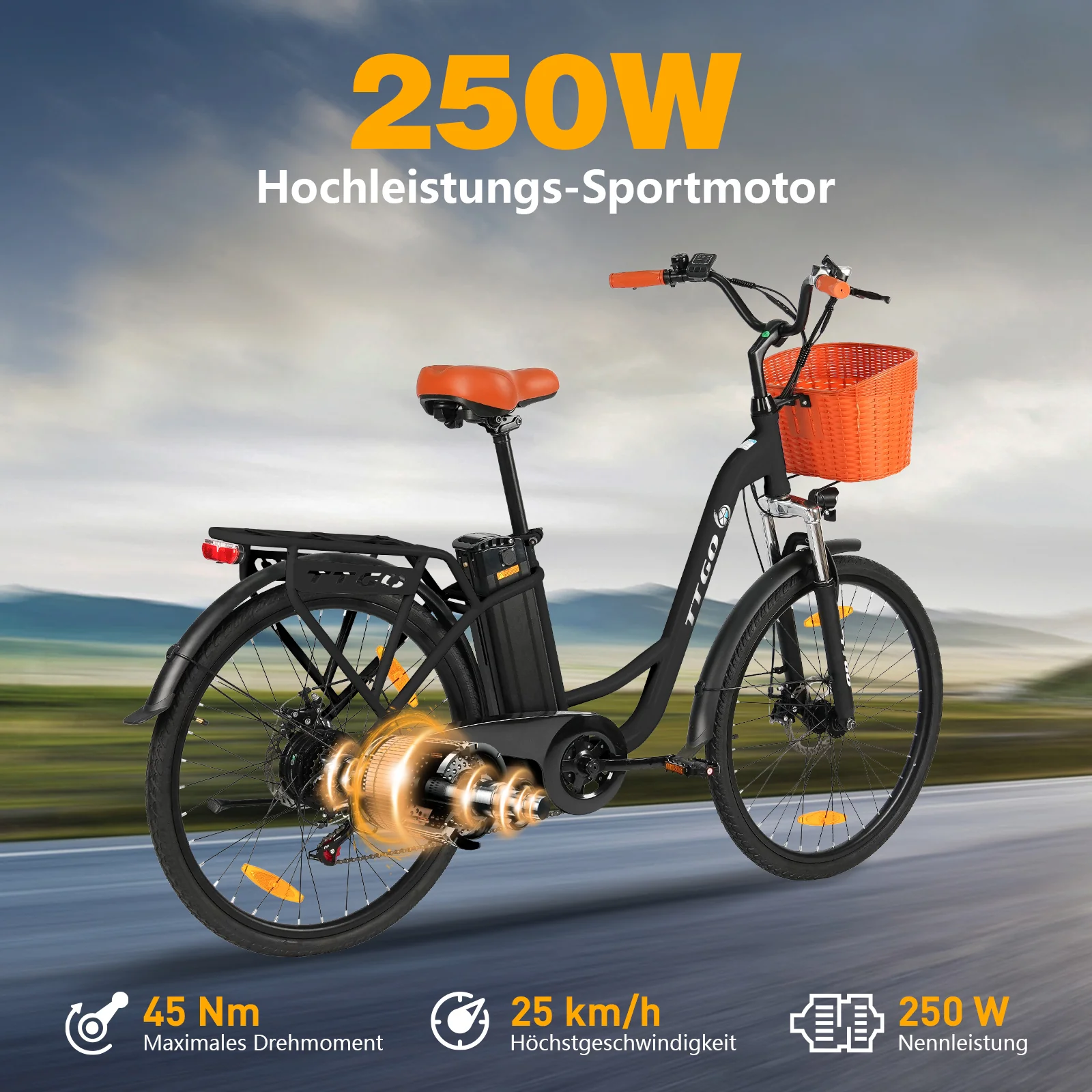 YY26-ST 26" 350W Hinterradmotor 36V14,5Ah Akku 60-75km Reichweite Elektrofahrrad - Image 6