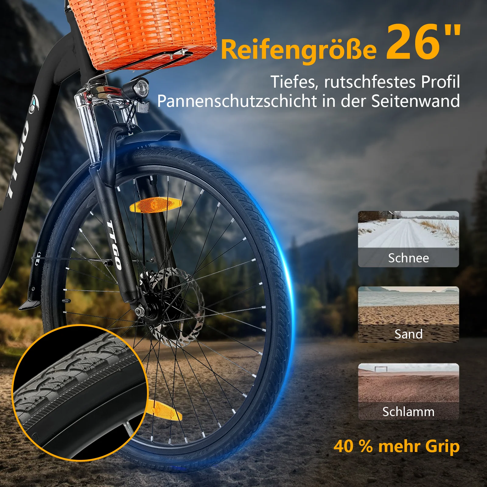 YY26-ST 26" 350W Hinterradmotor 36V14,5Ah Akku 60-75km Reichweite Elektrofahrrad - Image 9